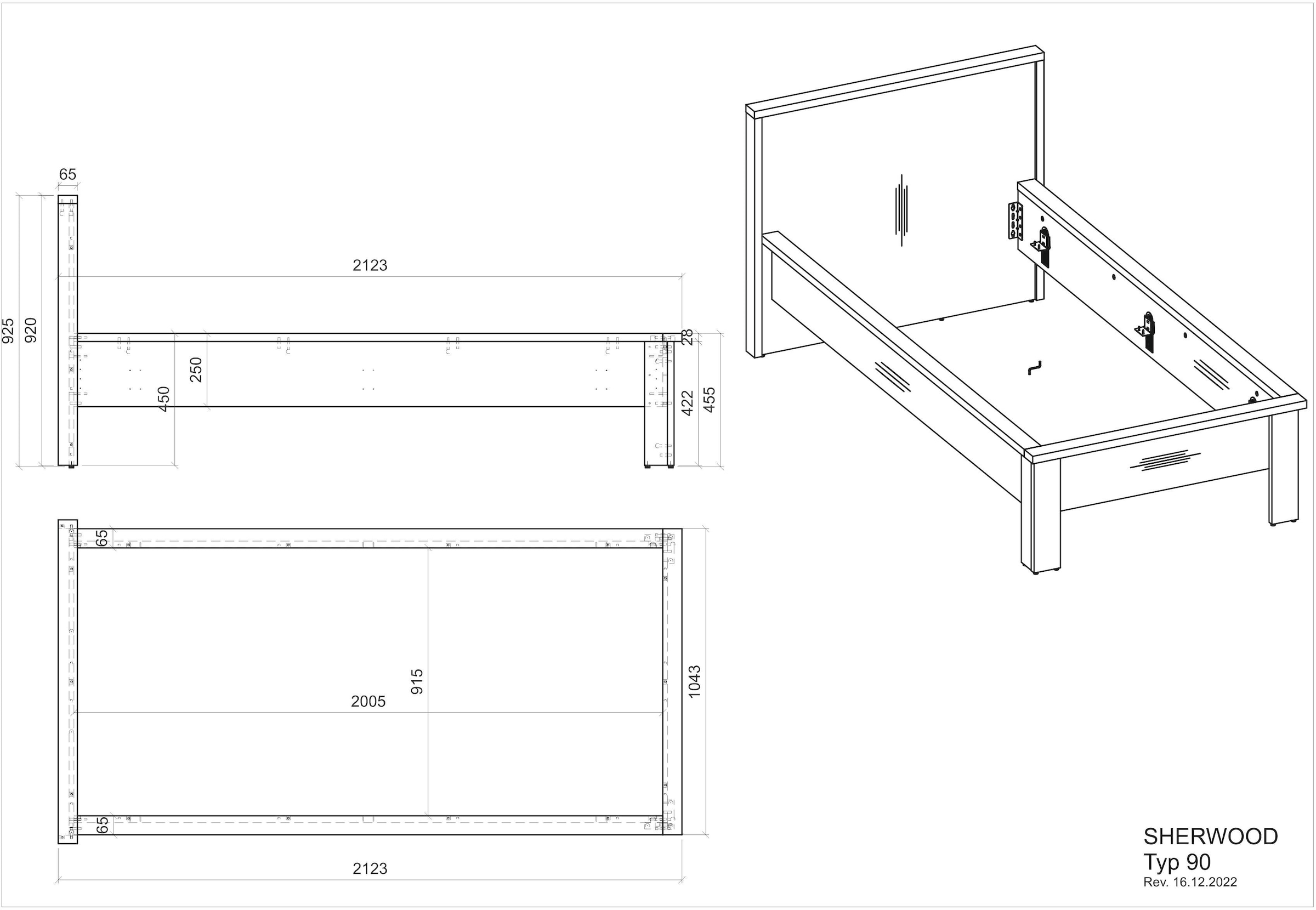 Home affaire Einzelbett »SHERWOOD Liegefläche 90/140 oder 180x200 cm« aus FSC®-zertifiziertem Holzwerkstoff, rustikaler Landhausstil