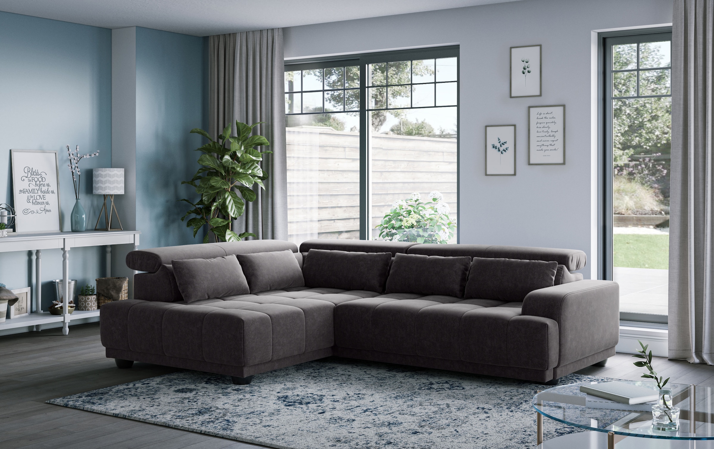 OTTO home Ecksofa "Jade L Form, Breite: 270 cm, mit Kopfteilverstellung & Nierenkissen" optional elektr. Sitztiefenverstellung