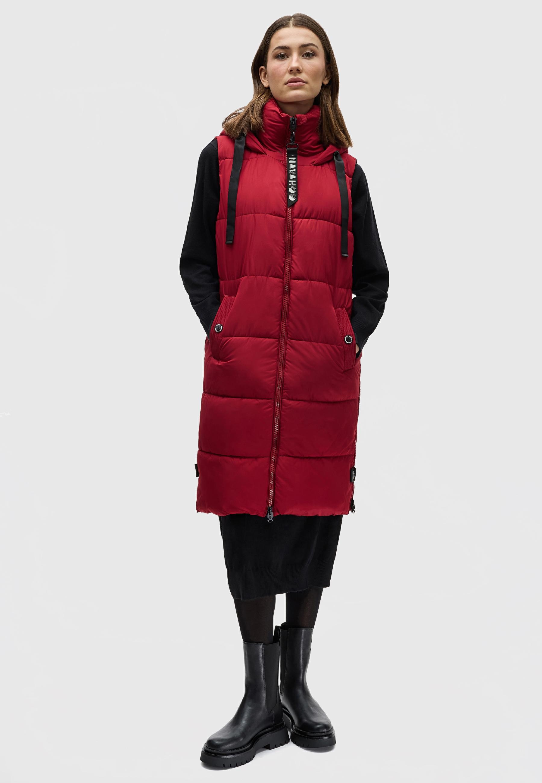 Navahoo Steppweste »Schnuffelchen«, (1 tlg.), warme Damen Outdoor-Weste lang mit Kapuze