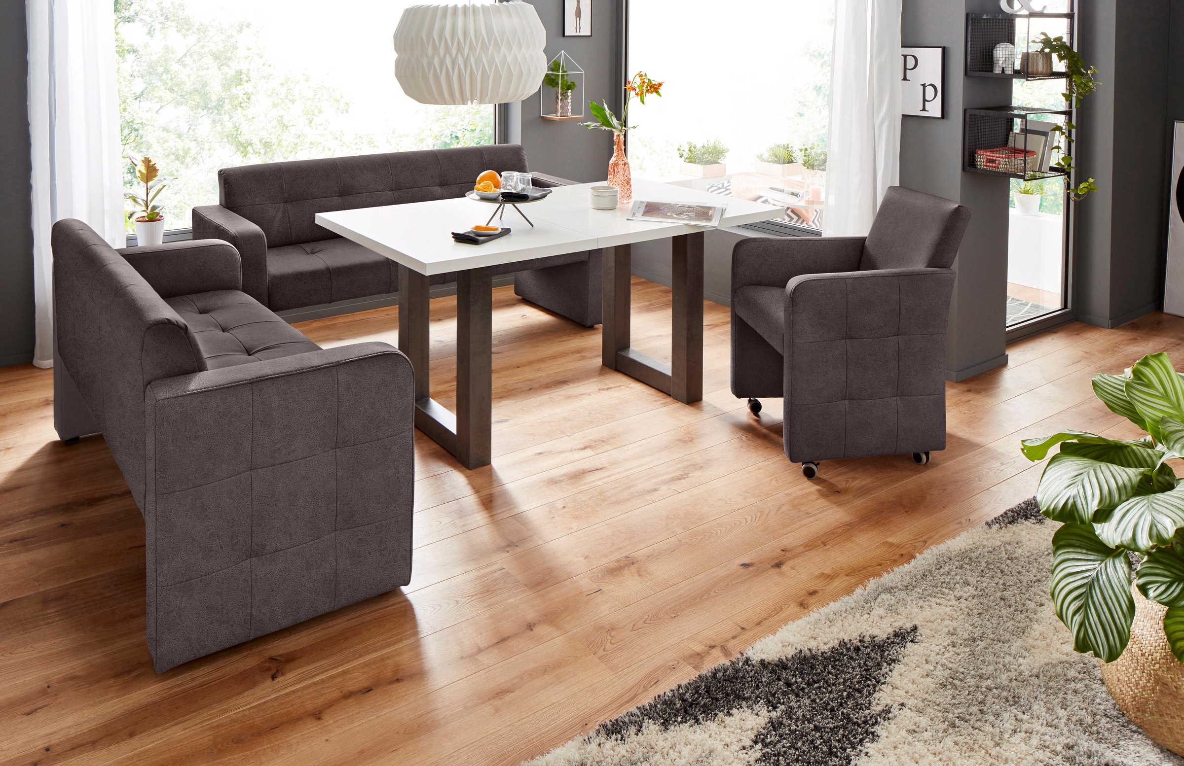 exxpo - sofa fashion Sessel »Barista Clubsessel auf Rollen, schmale Armlehnen, aktuelles Design«, bequem und komfortabel, Breite 61 cm