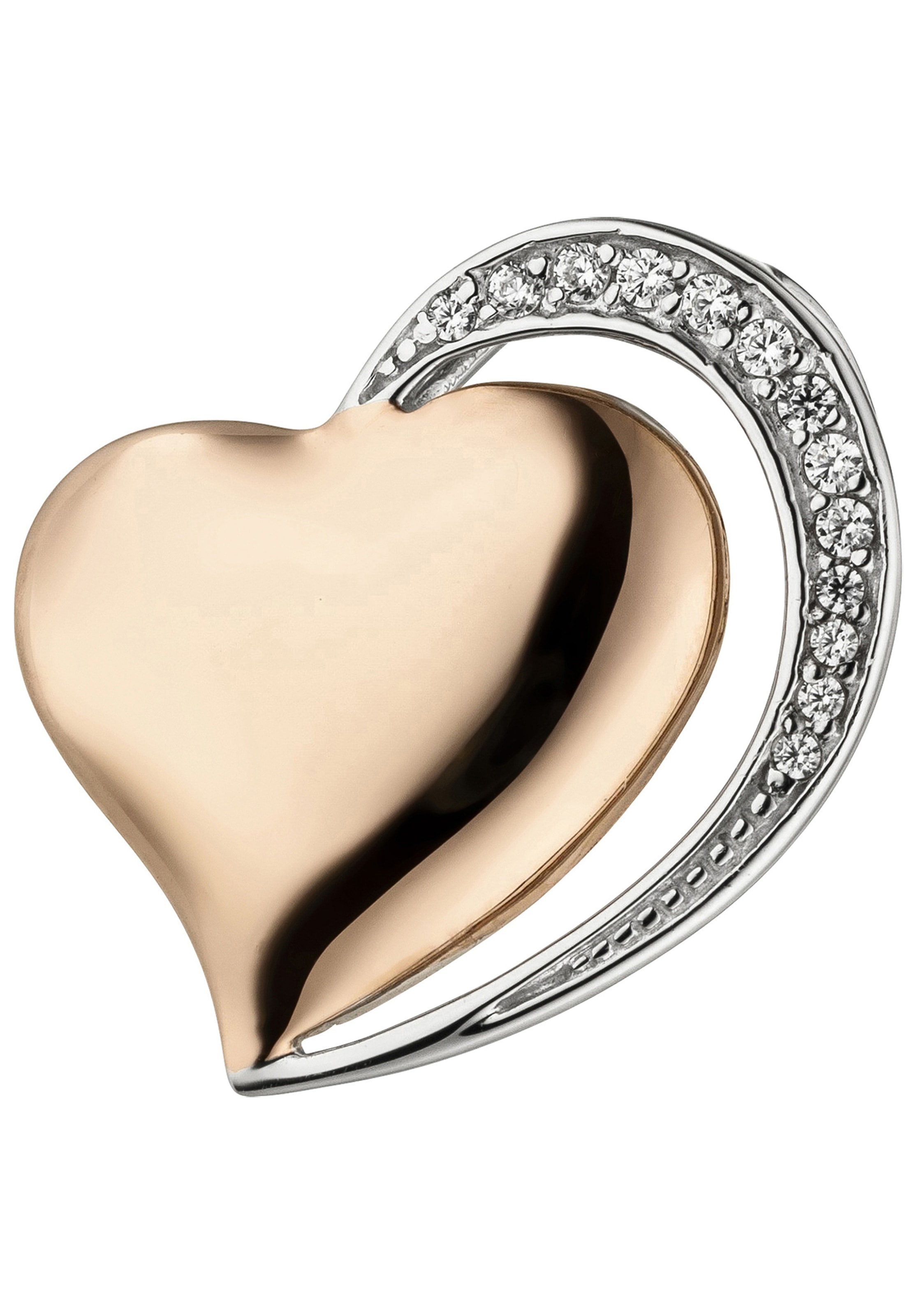 Zirkonia bicolor 925 | Herz«, JOBO mit kaufen 13 online BAUR »Anhänger Herzanhänger vergoldet Silber