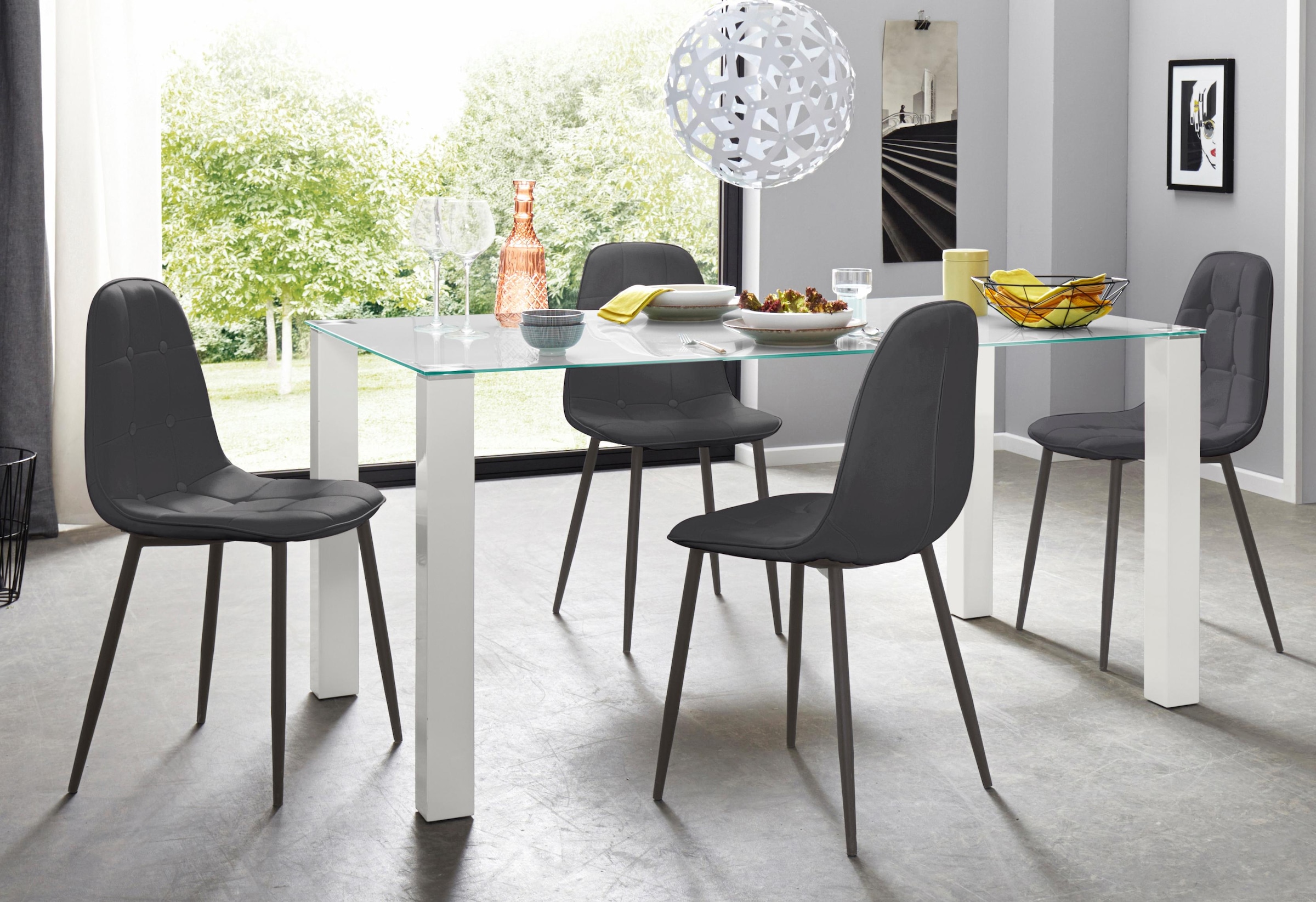 INOSIGN Essgruppe Set, 5 Stk. tlg. mit Glastisch, Breite 160 cm günstig online kaufen
