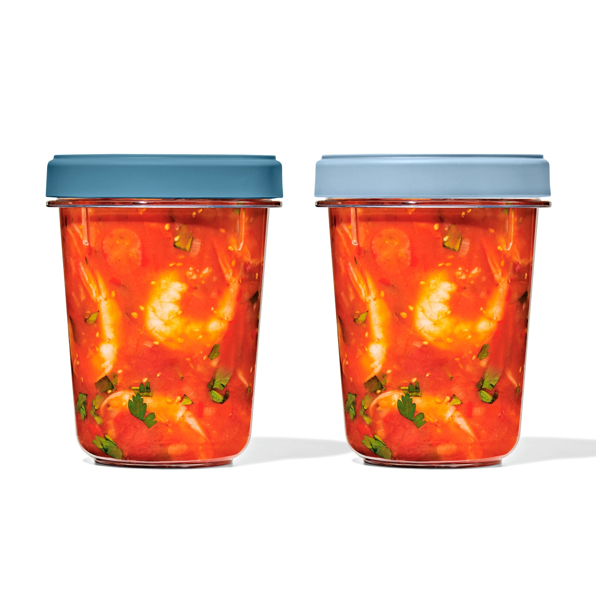 OXO GOOD GRIPS Aufbewahrungssystem "OXO Twist & Stack Behälter – 900 ml – 2er Set", B:11,5cm H:11,5cmtransparent, blau,