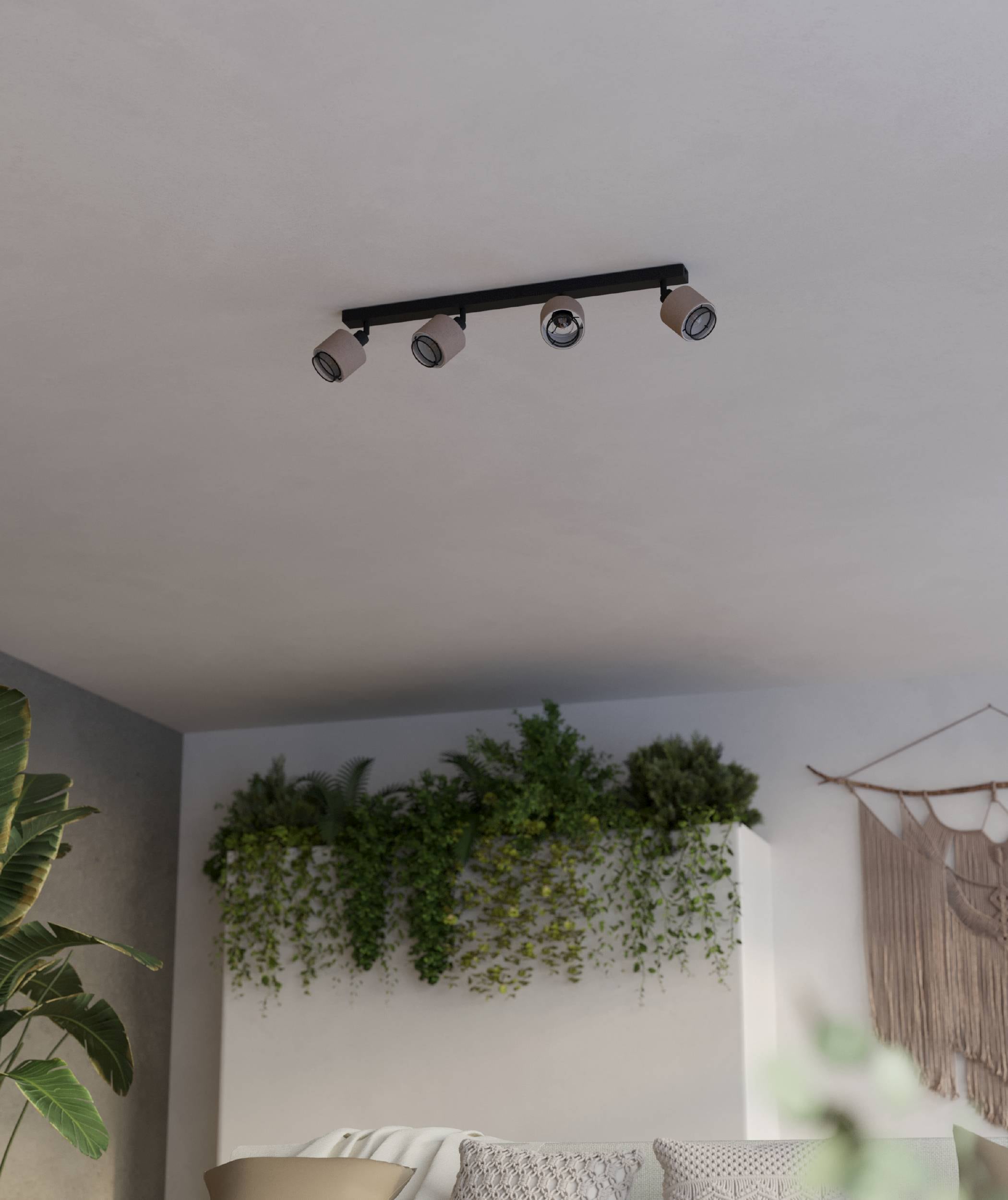 EGLO Deckenleuchte »Rosley Deckenstrahler, Textil und Metall, schwenkbare Spots, E14« E14 1 Stk. Spot - L75 x B9 x H18,5 cm - schwarz - 4X40W exkl.