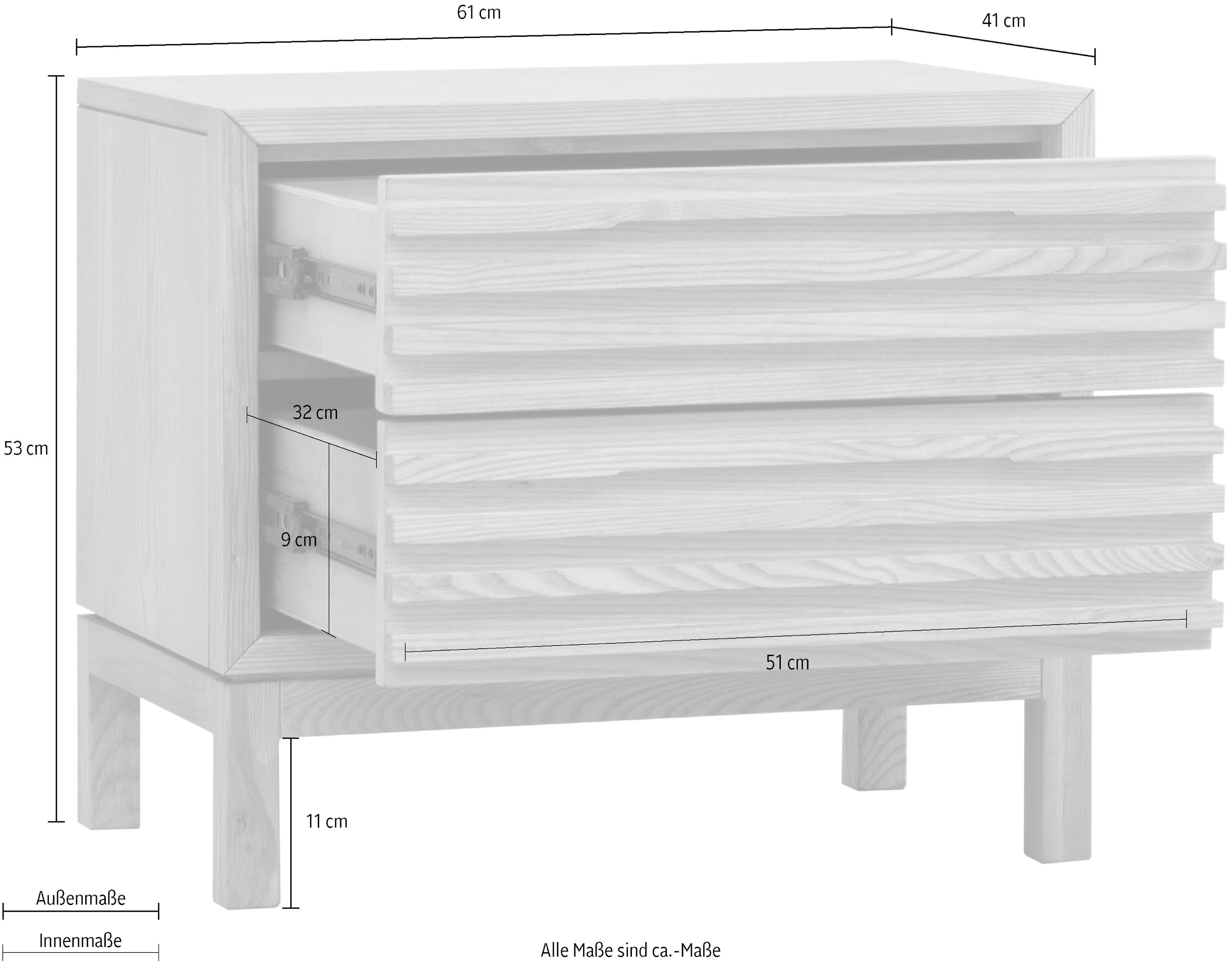 andas Nachttisch »Tanner Nachttisch aus Eschenholz mit zwei Schubladen« 1 Stk. tlg.