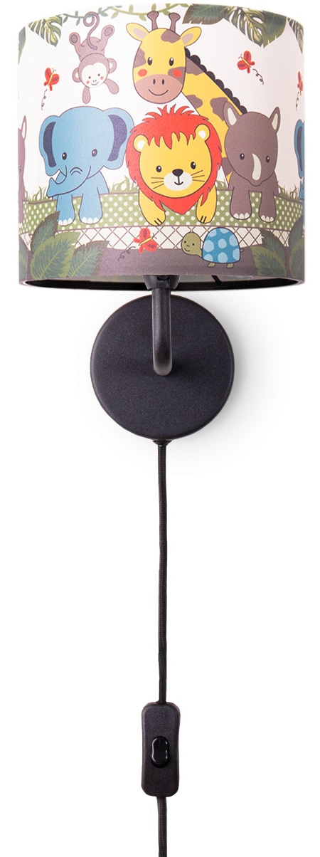 Paco Home Wandleuchte »Diamond 634«, 1 flammig, Leuchtmittel E14 | LED fest integriert, Kinderlampe Innen Mit âˆ…18cm Zoo Tiere Kabellänge 3m E14