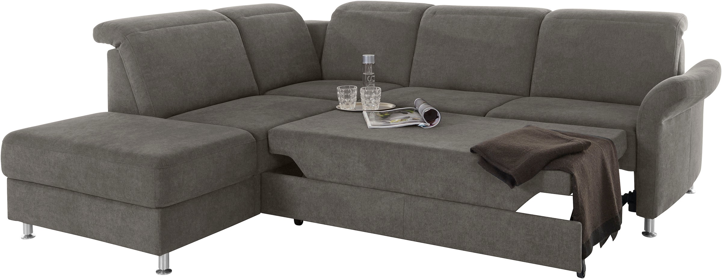 sit&more Ecksofa »Darwin L-Form«, inklusive Federkern, wahlweise mit Kopfteilverstellung, Bettfunktion