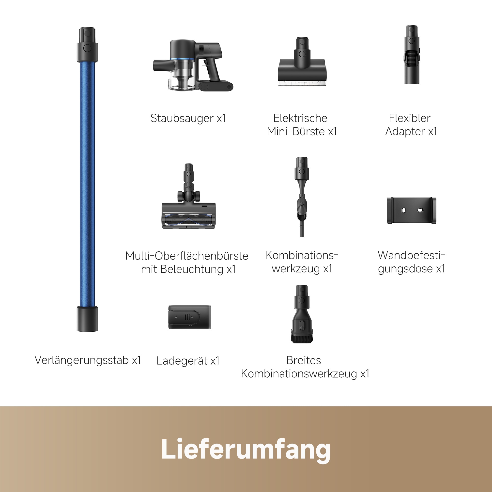 Mova Akku-Bodenstaubsauger »Mova S4 Detect, Kabelloser Vacuumsauger«, 20.000Pa Saugleistung/ Bürste mit LED-Leuchten/ Vielseitige Aufsätze