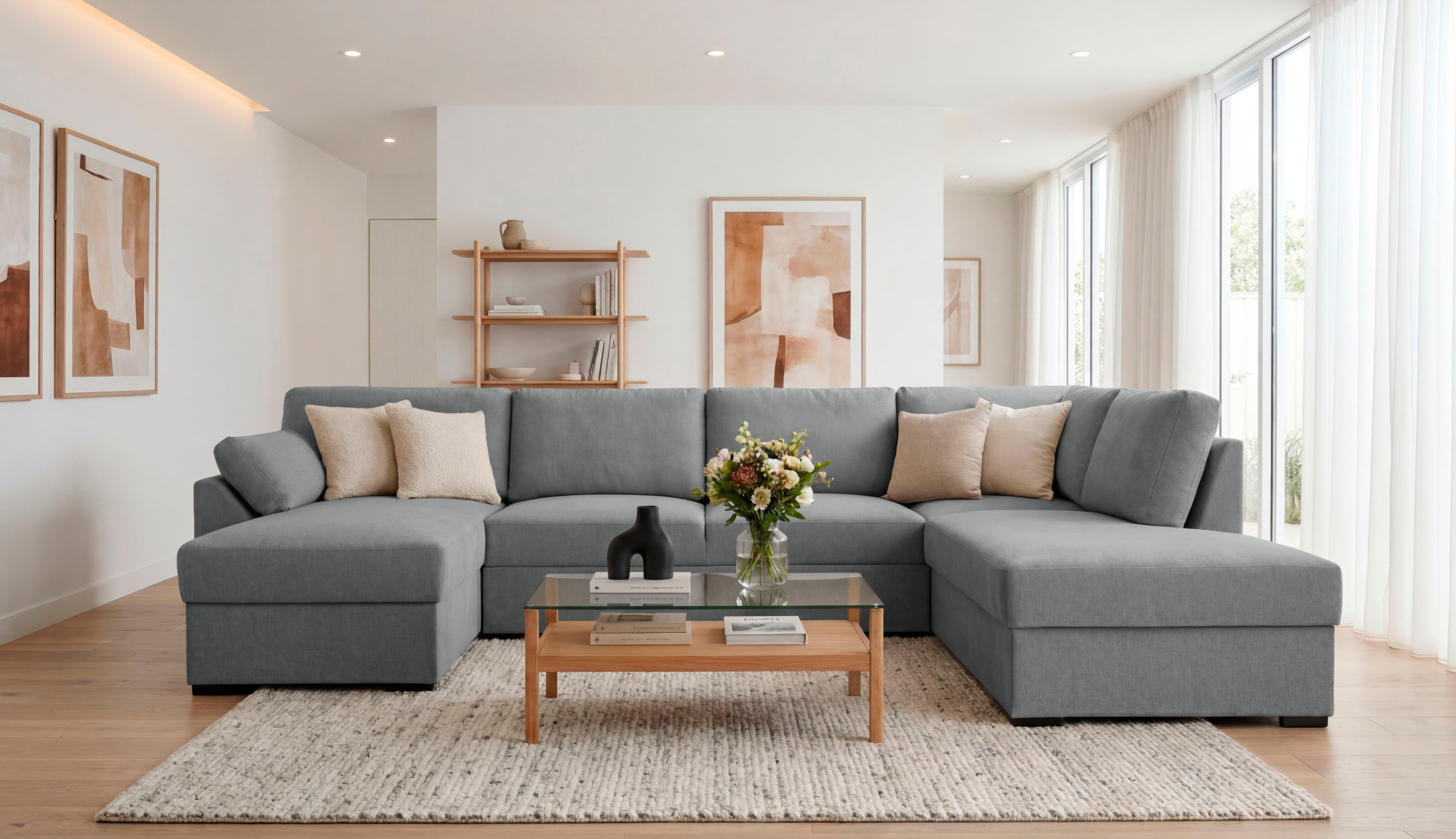OTTO home Wohnlandschaft "Citry" Breite 309 cm, Chenille, Bettfunktion, Bettkasten, U-Form