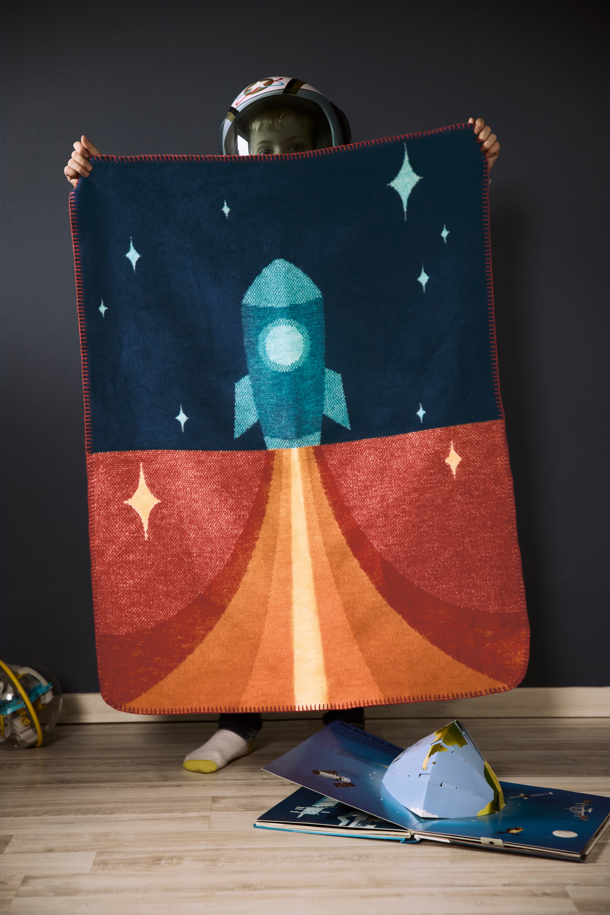 Biederlack Babydecke »Babydecke Little Rocket,«, 75 x 100, mit Zierstich