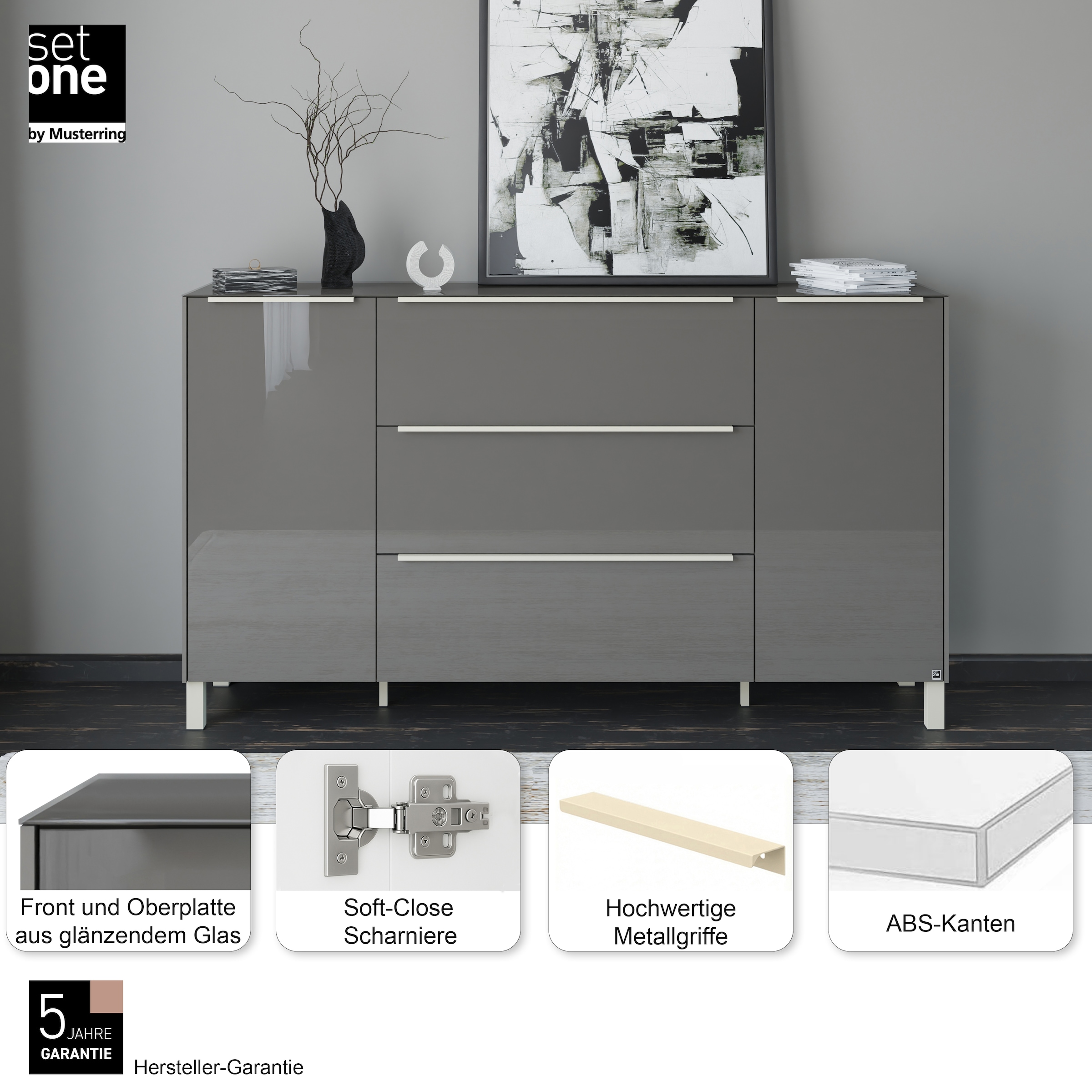 set one by Musterring Sideboard »Reno« 1 Stk. tlg. Mit Vierkantfuß in diversen Farben, 106 cm Höhe & Farbauswahl