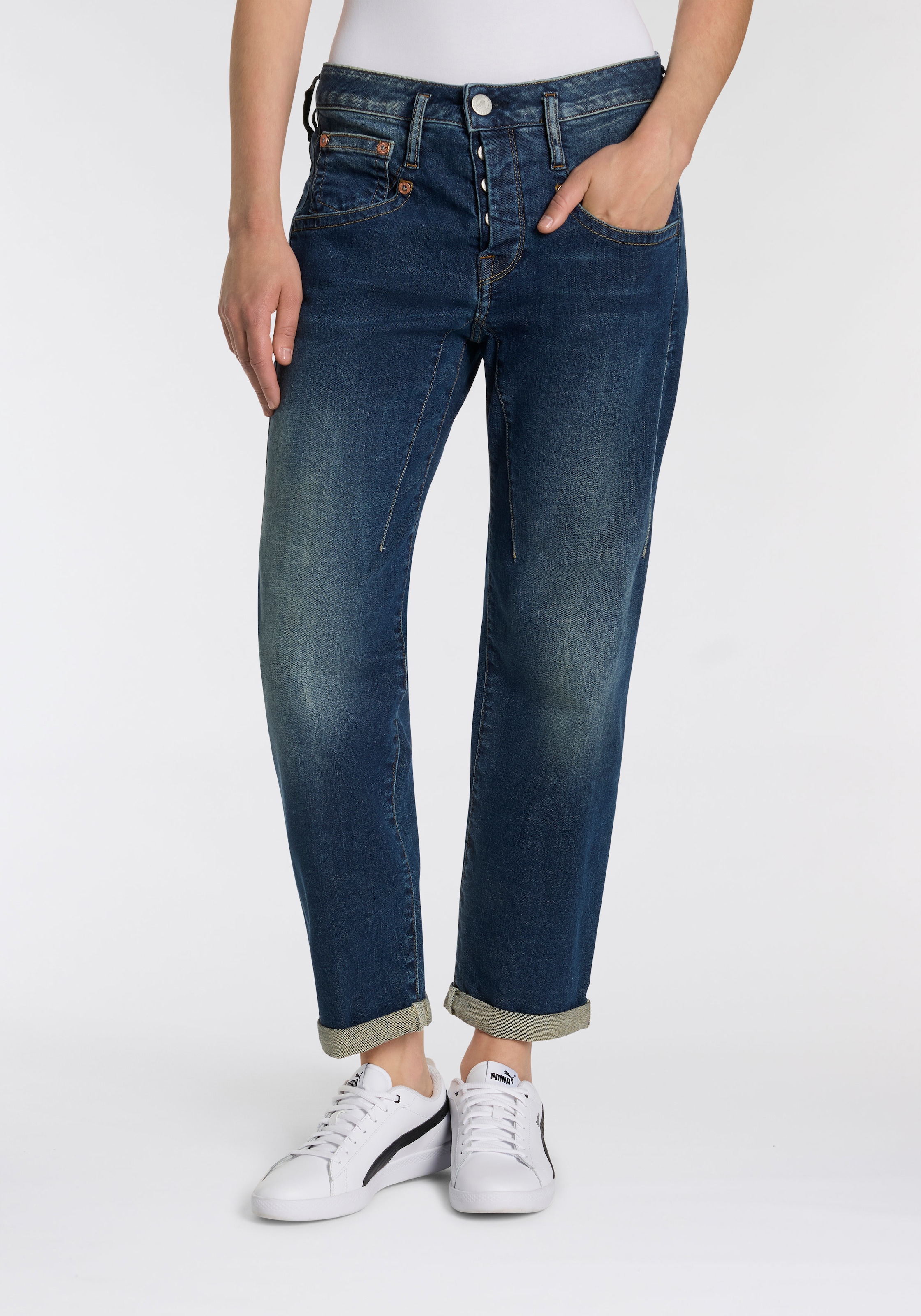 Herrlicher Boyfriend-Jeans "Shyra Tap Organic Denim", mit halbverdeckter Kn günstig online kaufen