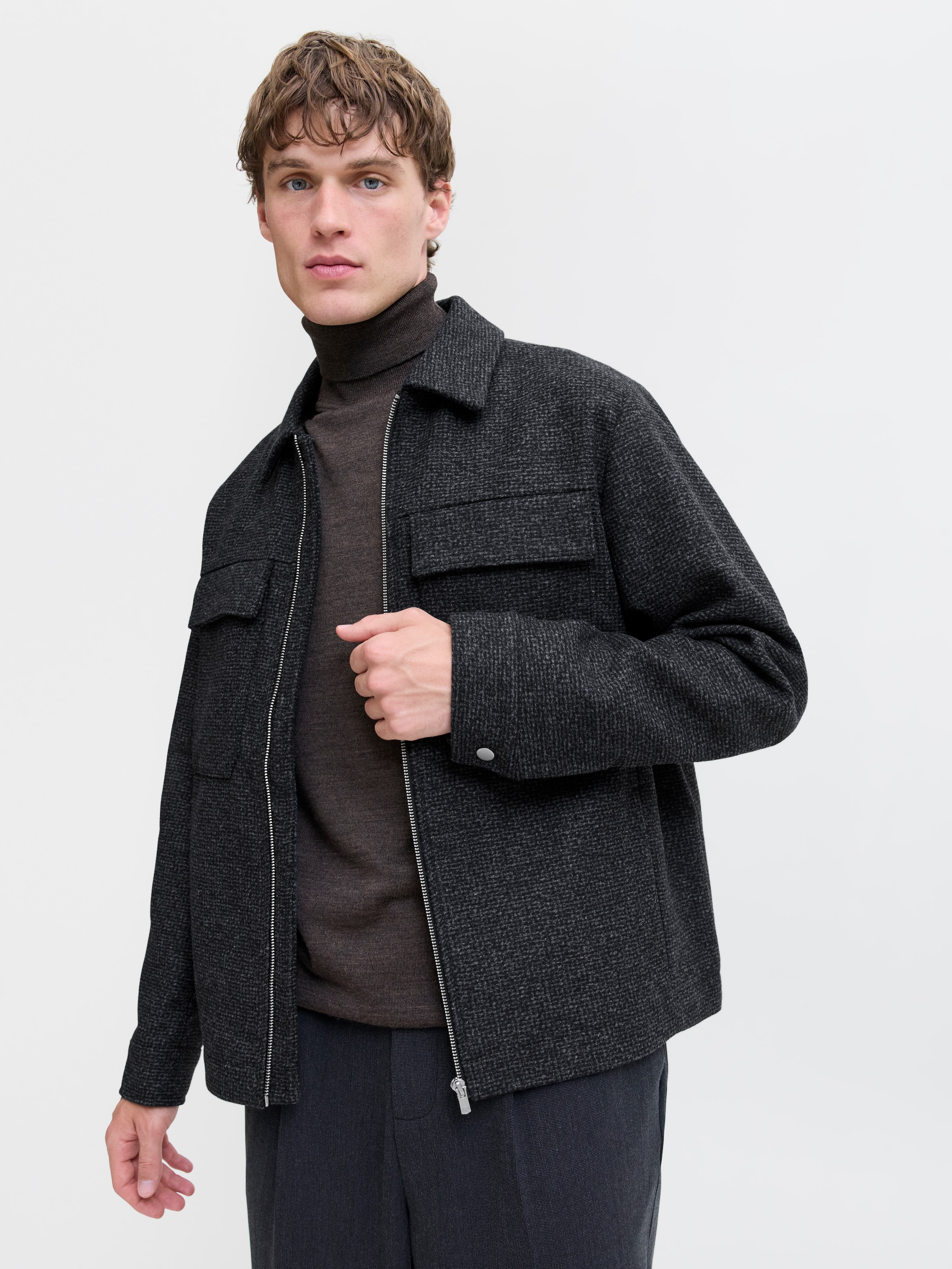 Jack & Jones Wolljacke »JPRCCRUSSEL WOOL BLEND JACKET SN« ohne Kapuze