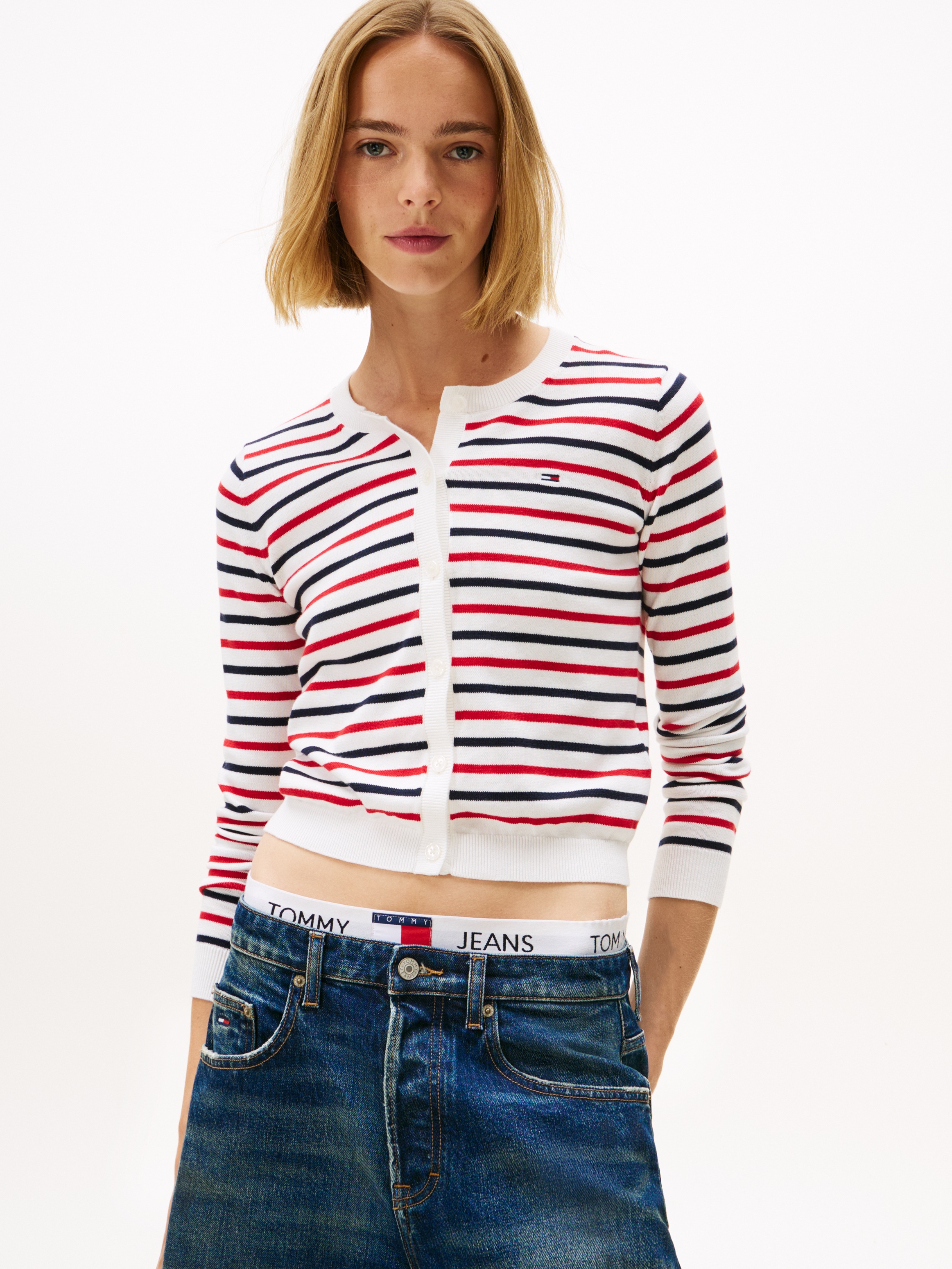 Tommy Jeans Strickjacke "TJW ESSENTIAL CREW NECK CARDIGAN" günstig online kaufen