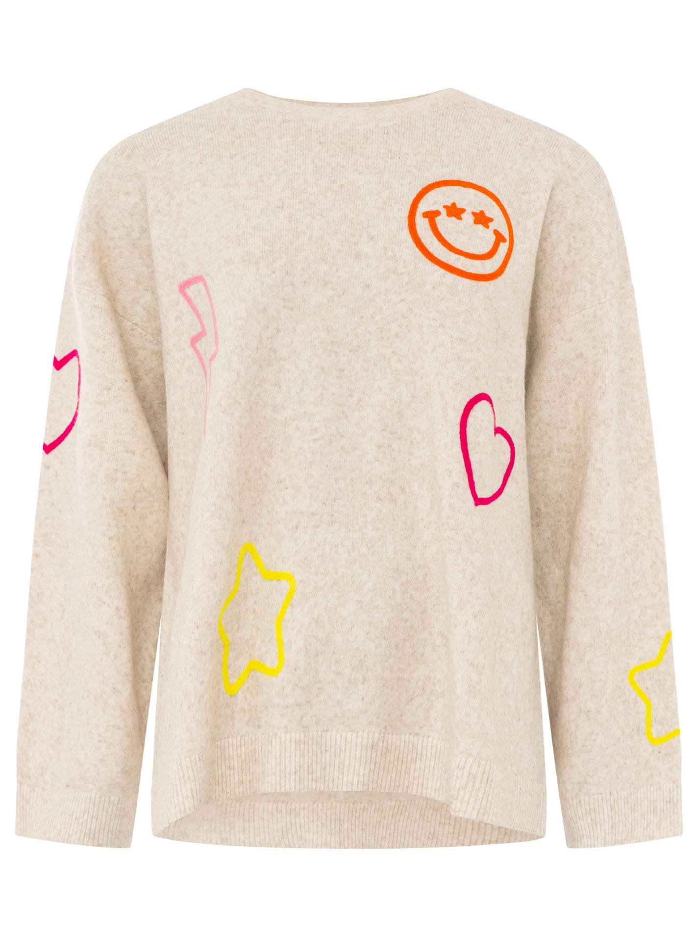 Zwillingsherz Strickpullover »"Happy Patch"« mit bunten, kontrastreichen Motiven, Rundhals, oversize