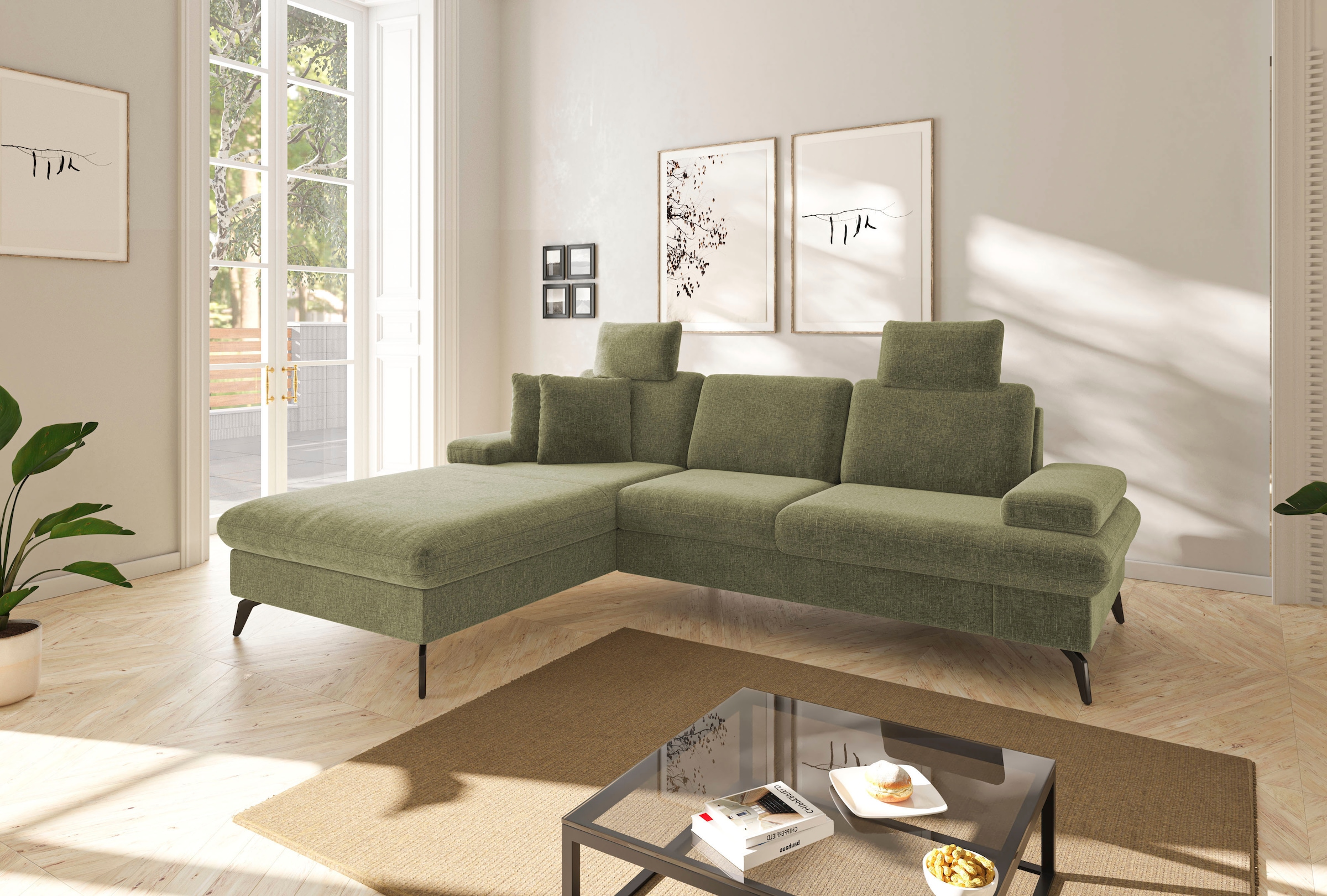 sit&more Ecksofa »Morris Jubi L-Form«, inkl. Armteilfunktion und 1 Zierkissen, wahlweise mit Bettfunktion