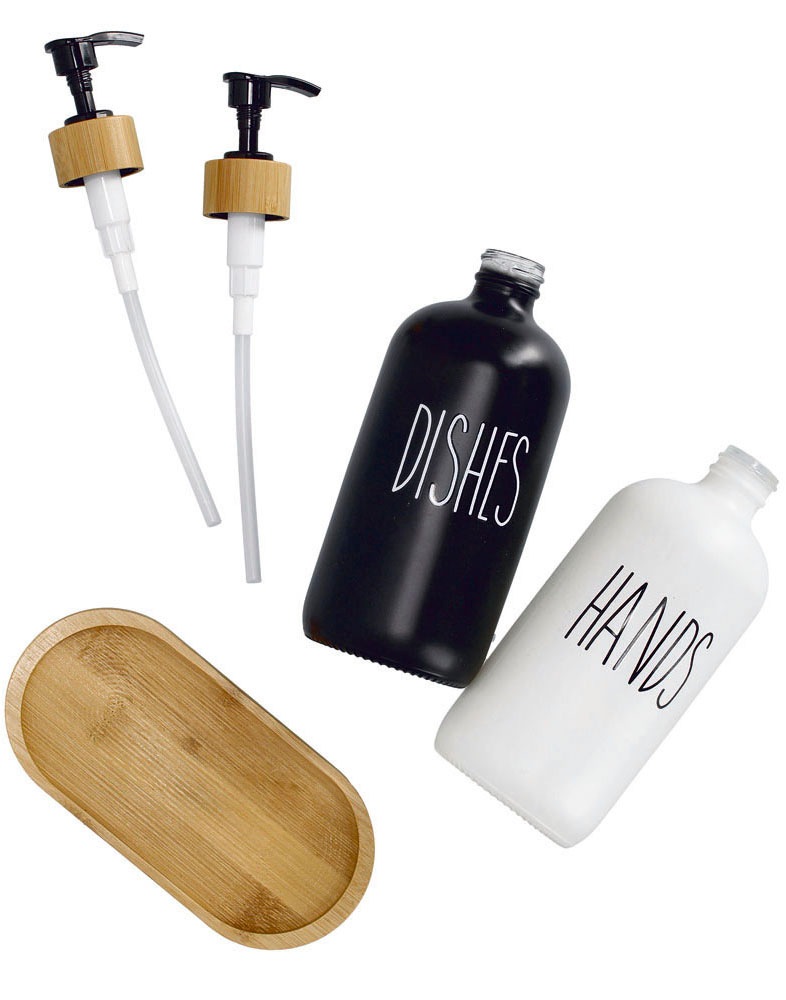 Zeller Present Spülmittelspender Glas / Bambus, Füllmenge je 500 ml, inkl. günstig online kaufen