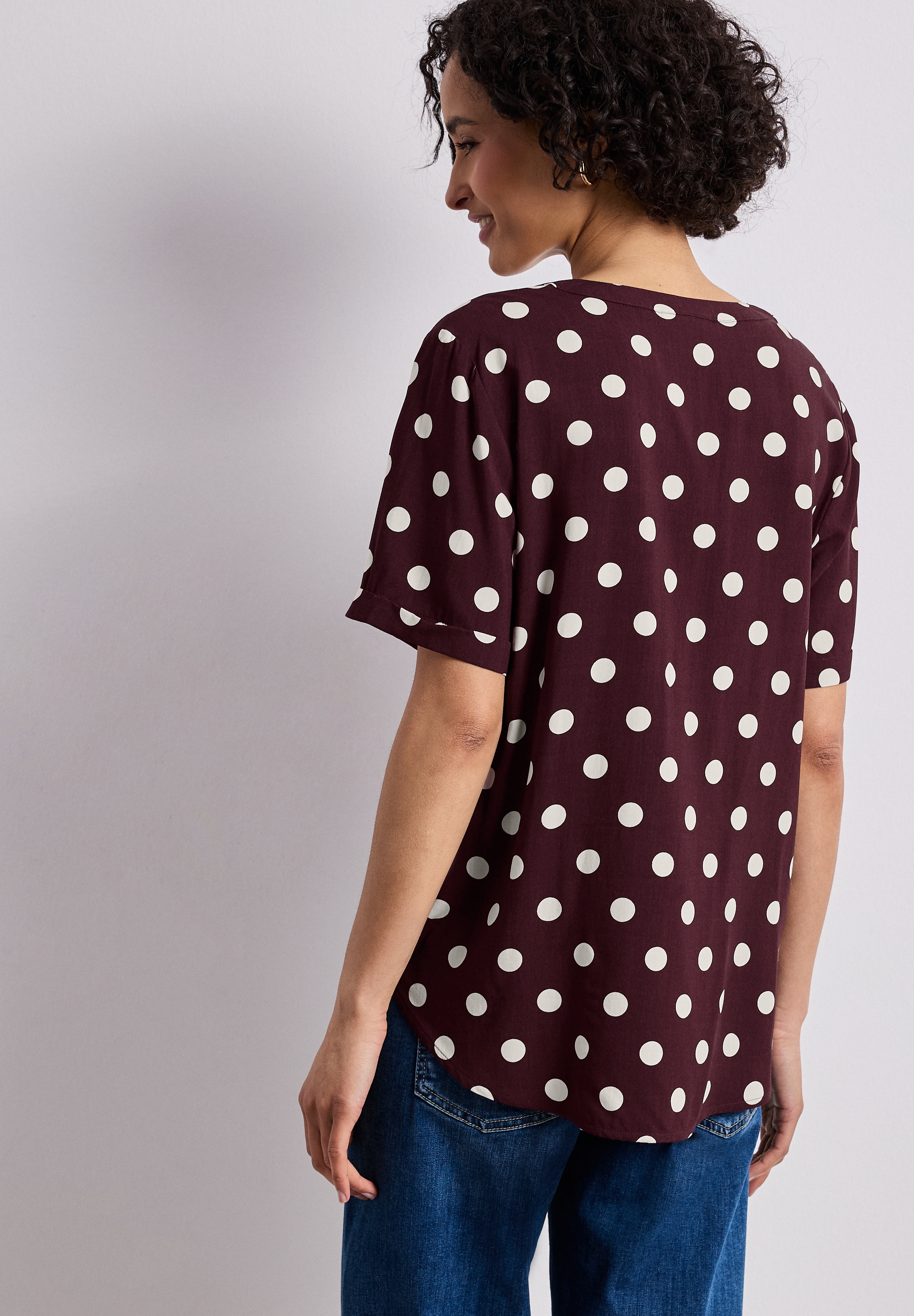 STREET ONE Kurzarmbluse mit allover Punkteprint