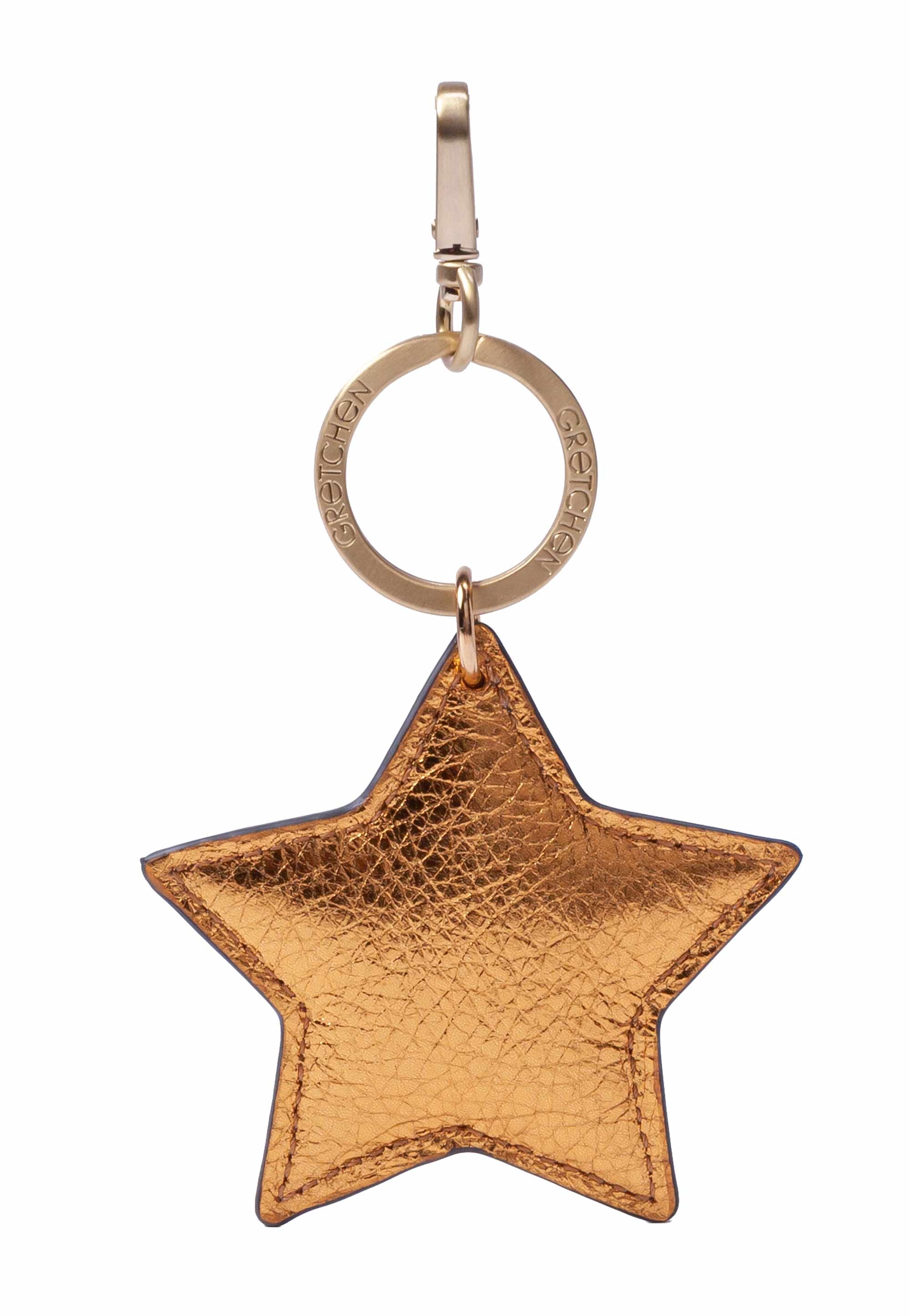 GRETCHEN Damen Schlüsselanhänger "Star Keyring", gold, Schlüsselanhänger, aus italienischem Kalbsleder