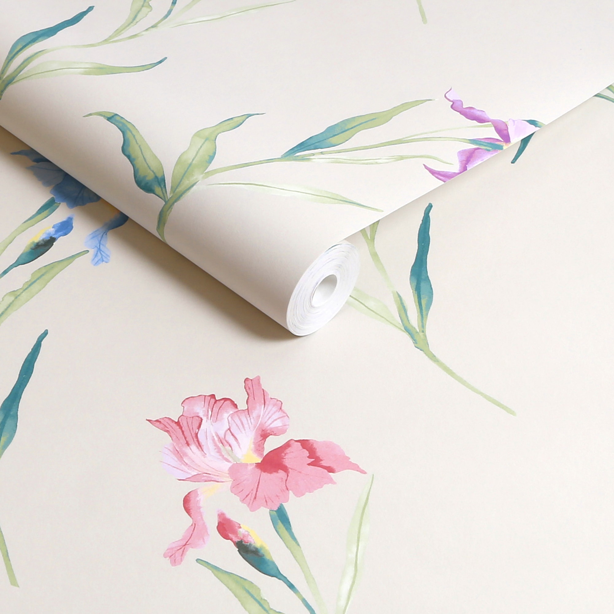 LAURA ASHLEY Vliestapete »Hawling Irises Soft Natural«, geblümt, 10mx52cm (ca. 5m2)