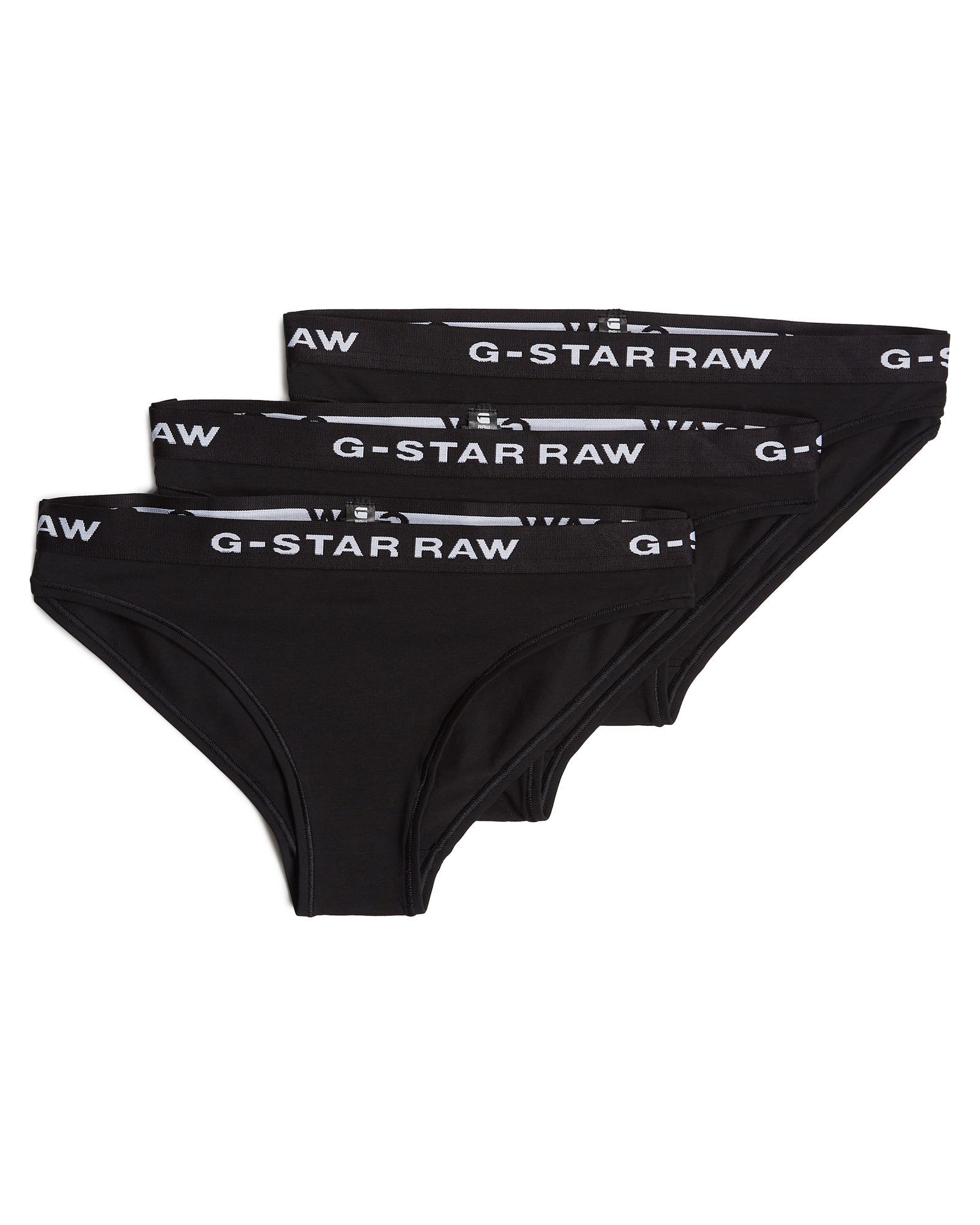 G-STAR Damen Slip "Slips 3 Pack", Gr. XSschwarz, schwarz, schwarz, Obermaterial: 95% Baumwolle, 5% Elasthan, Unterhosen