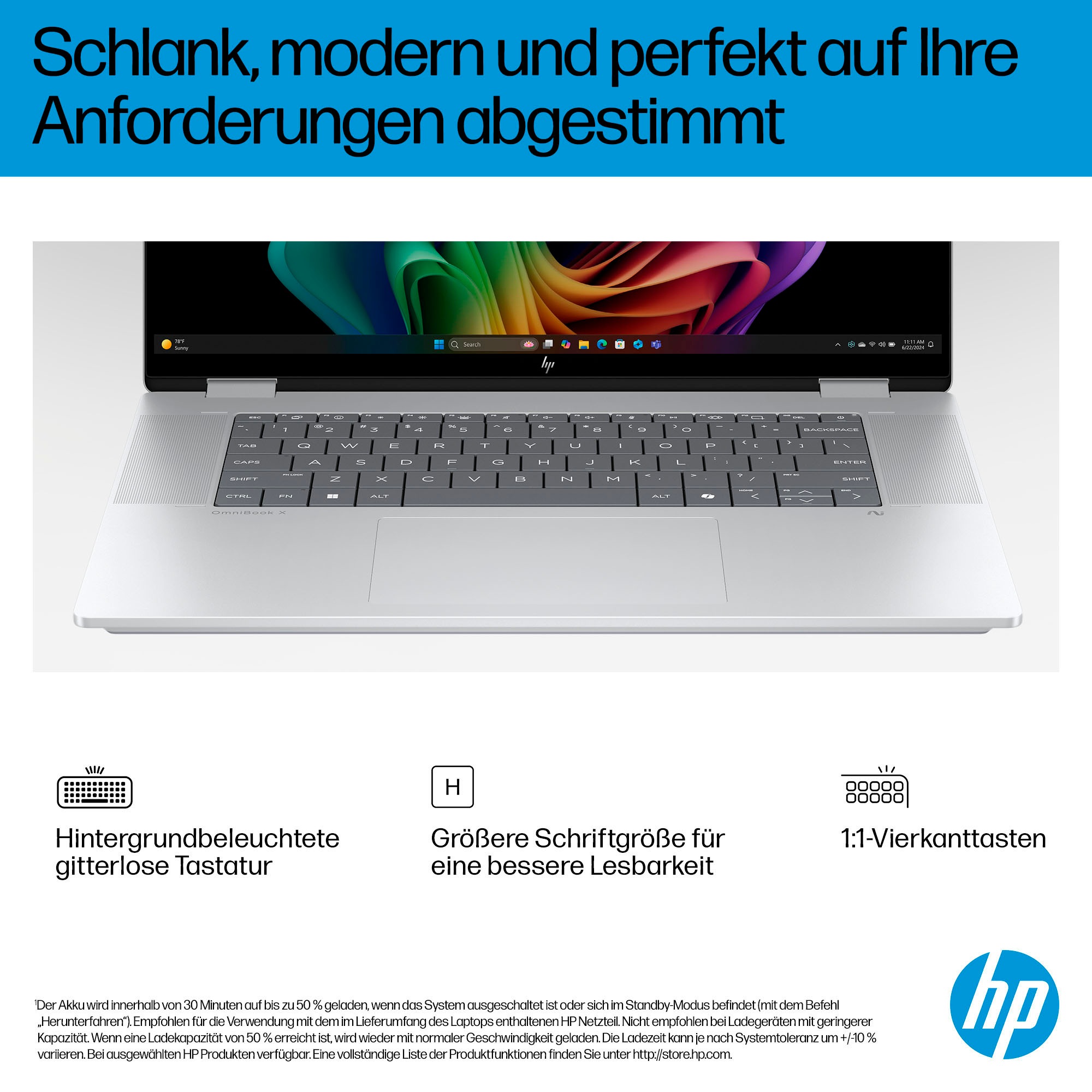 HP Convertible Notebook »OmniBook X Flip 16-ar0078ng«, 40,6 cm, / 16 Zoll, Intel, Core Ultra 7, 1000 GB SSD