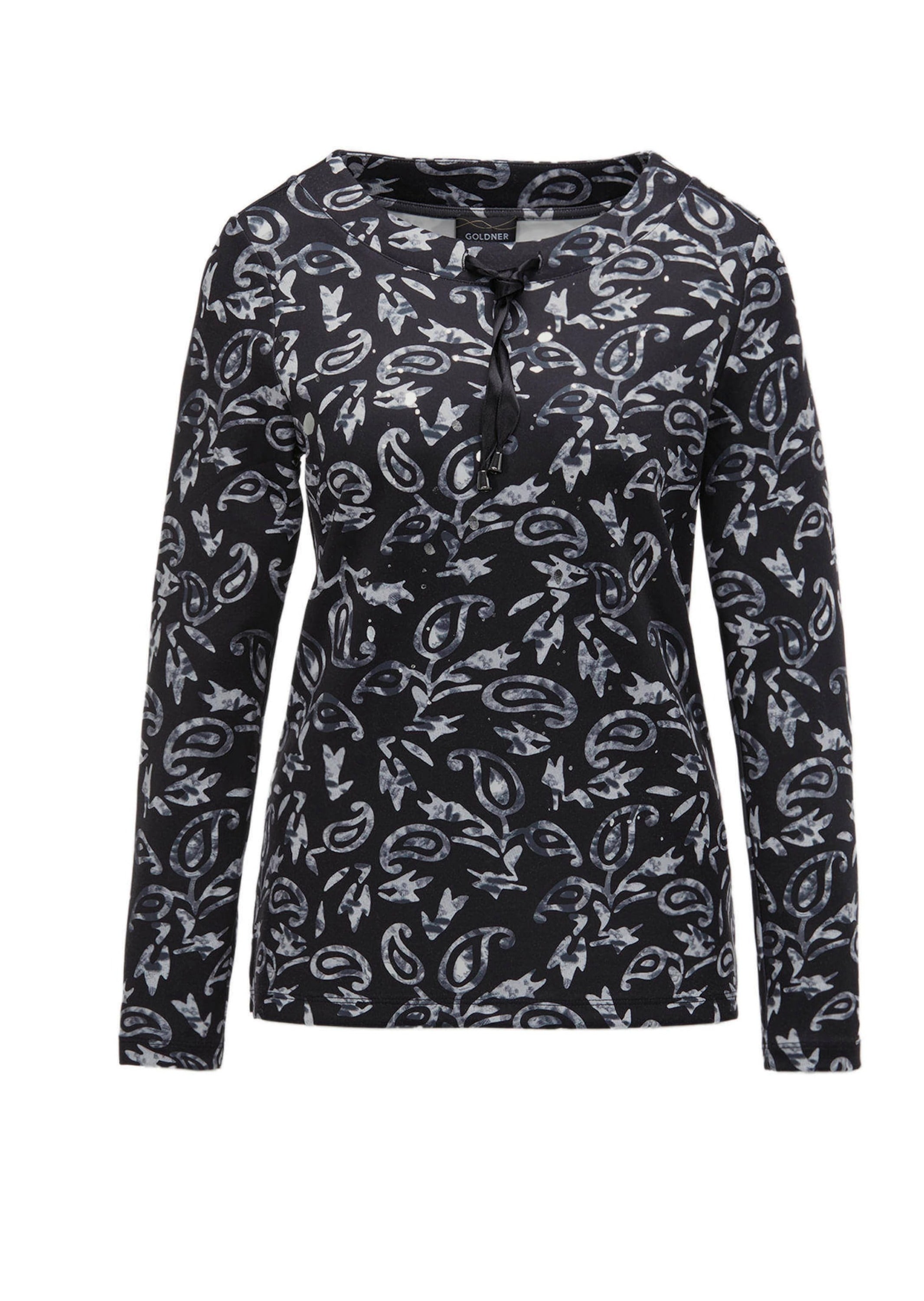 GOLDNER "Kurzgröße Langarmshirt mit Metallic-Druck" Metallisches Garn