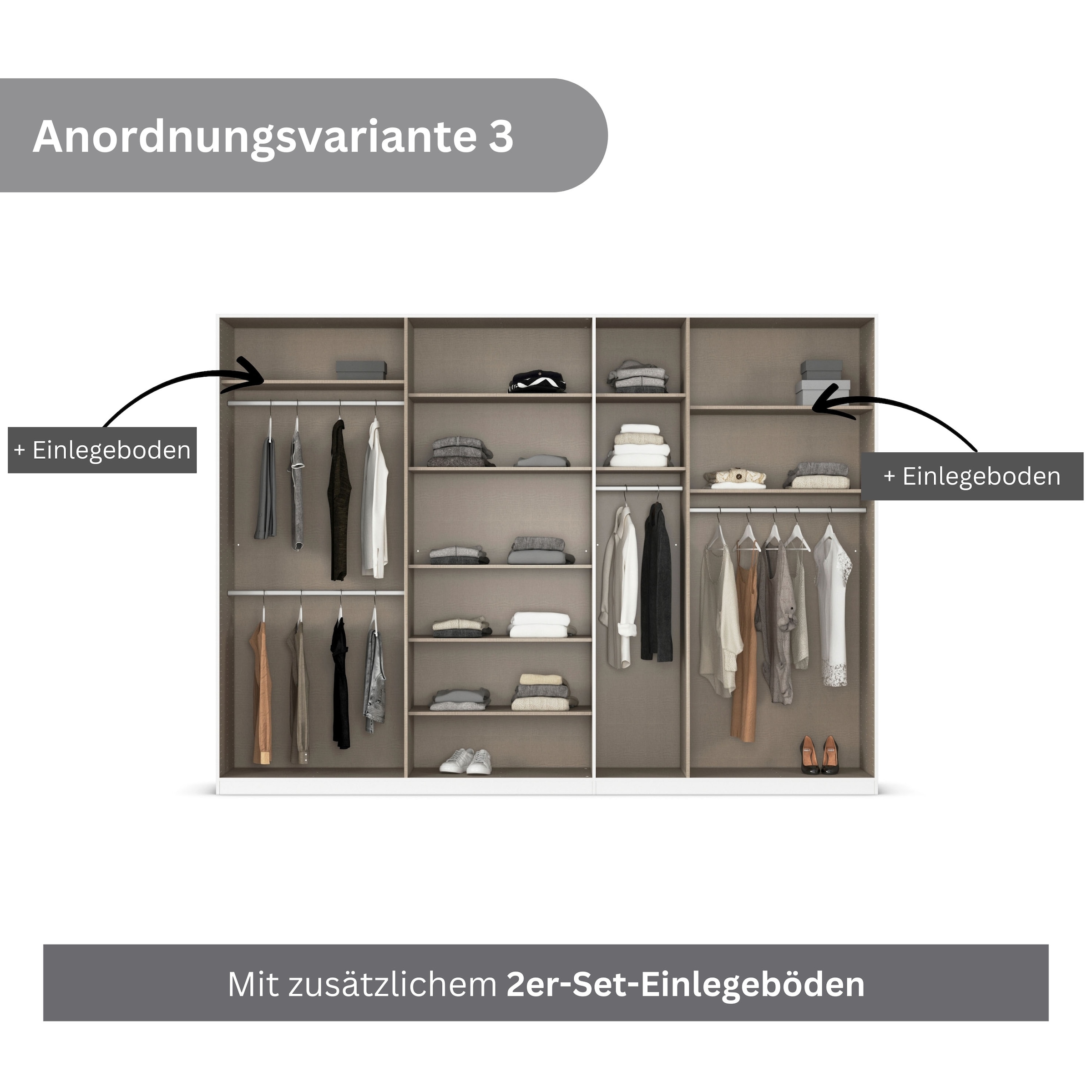 rauch Drehtürenschrank »Kleiderschrank Kleiderschränke Schrank Garderobe AGORDO mit Glasfront«, (in zwei Griff-Farben), durchdachte Innenausstattung, in 6 Breiten und 2 Höhen MADE IN GERMANY