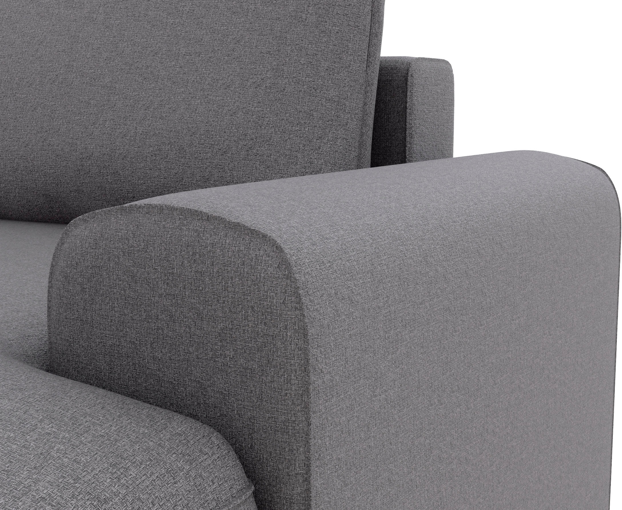 TRENDMANUFAKTUR Ecksofa »Fordon, Schlafsofa mit Bettkasten, Couch in L-Form, Breite 250 cm«, in Struktur LUMOS, 3D-Effekt, anthrazit, Recamiere links