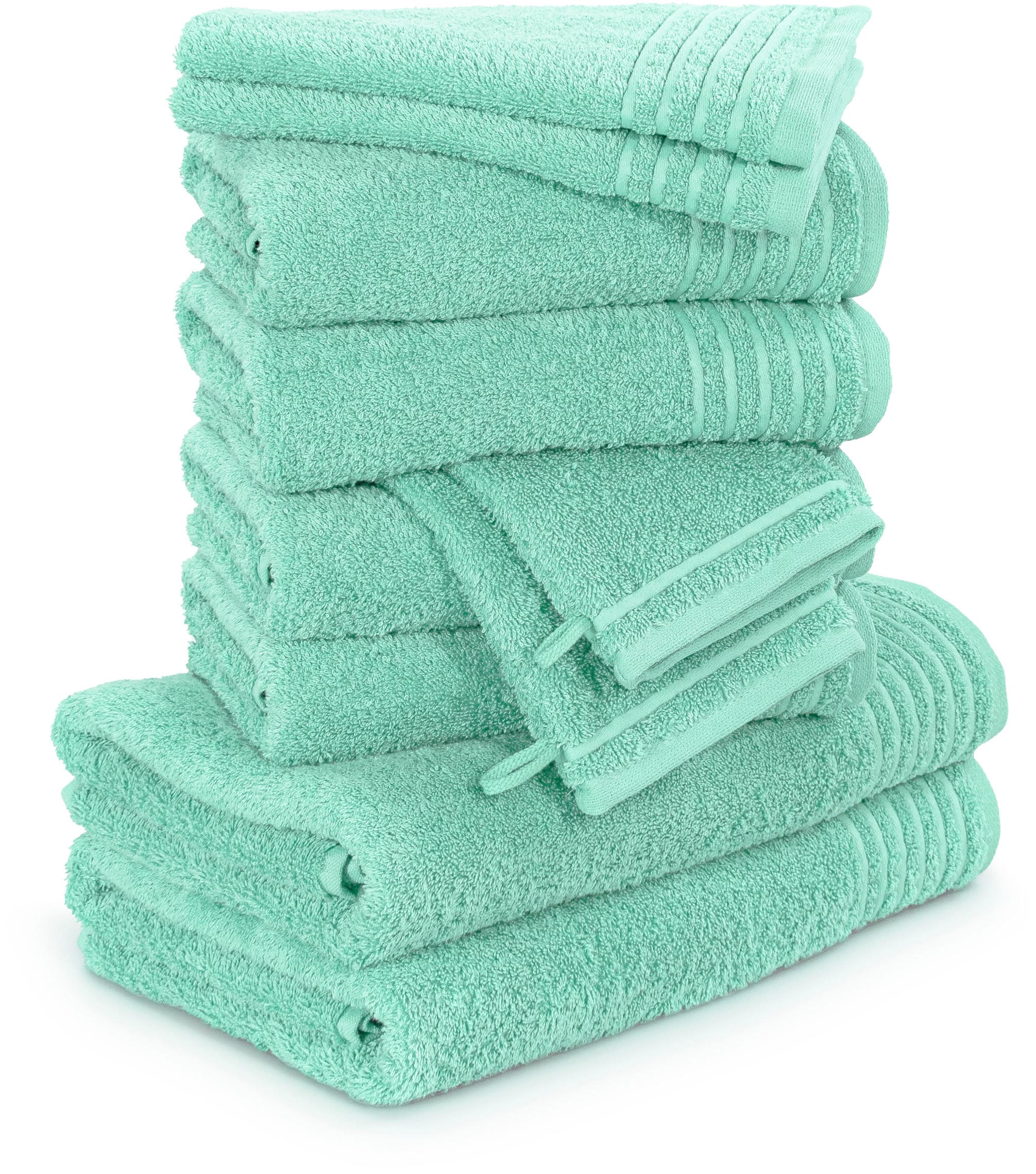 Möve Handtuch Set "New Classic" 10 Walkfrottier Waschhandschuhen, Gäste-, Hand- und Duschtüchern, 100% Baumwolle