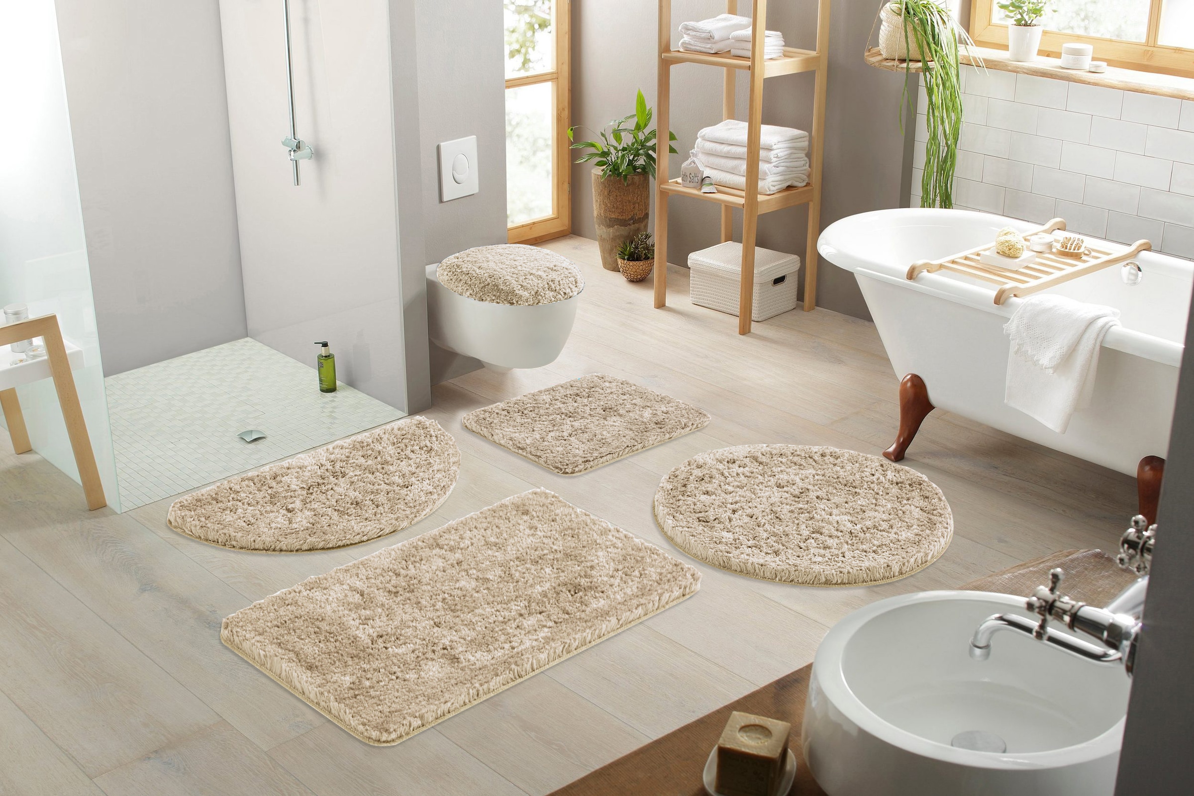 Guido Maria Kretschmer Home&Living Badematte »Micro exclusiv, Badvorleger, Badezimmer Teppich«, rutschhemmend beschichtet, strapazierfähig-schnell trocknend-fußbodenheizungsgeeignet, Badteppich, Badematten auch als 3 teiliges Set & rund erhältlich