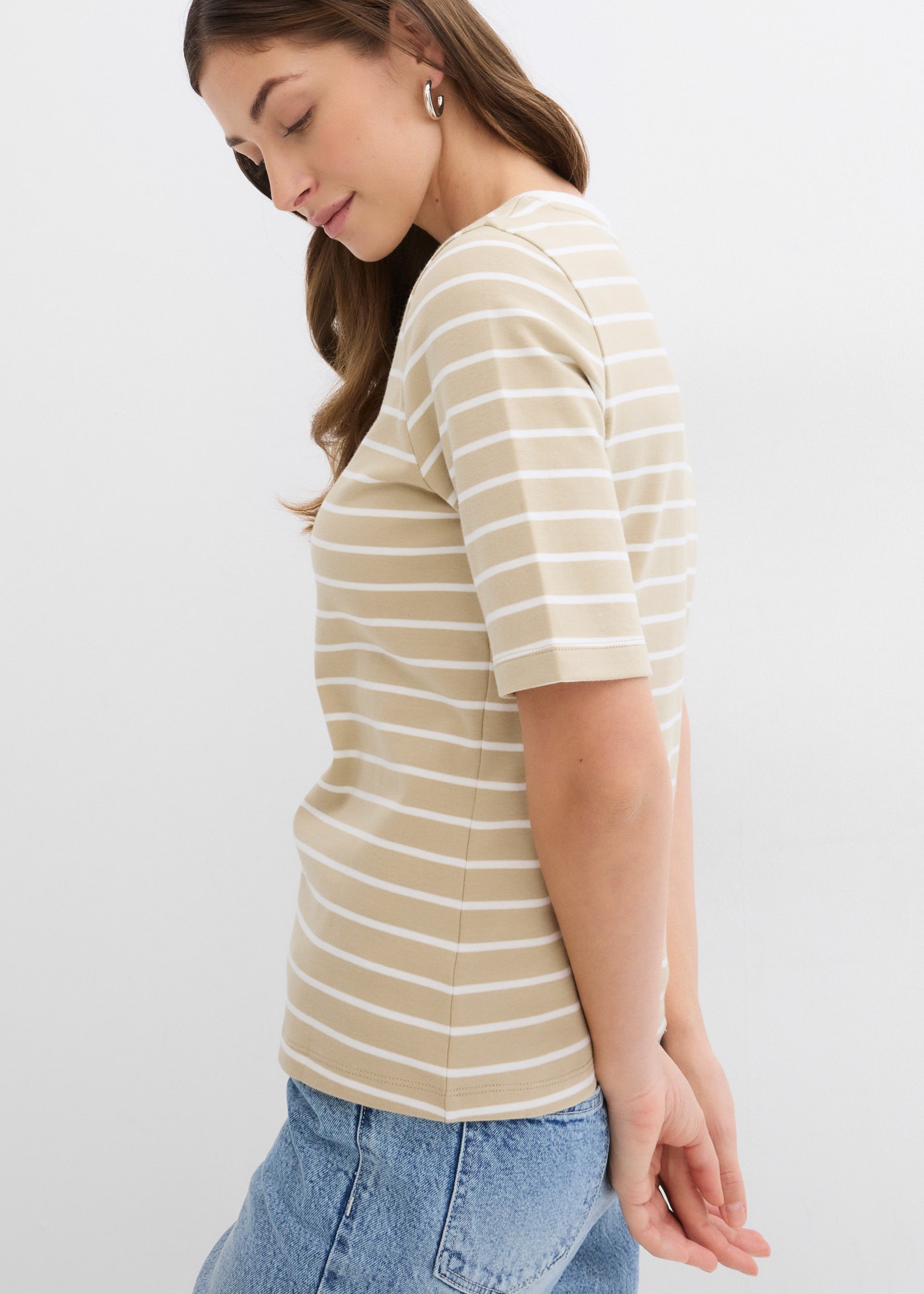 bonprix T-Shirt Halbarm, aus reiner Baumwolle