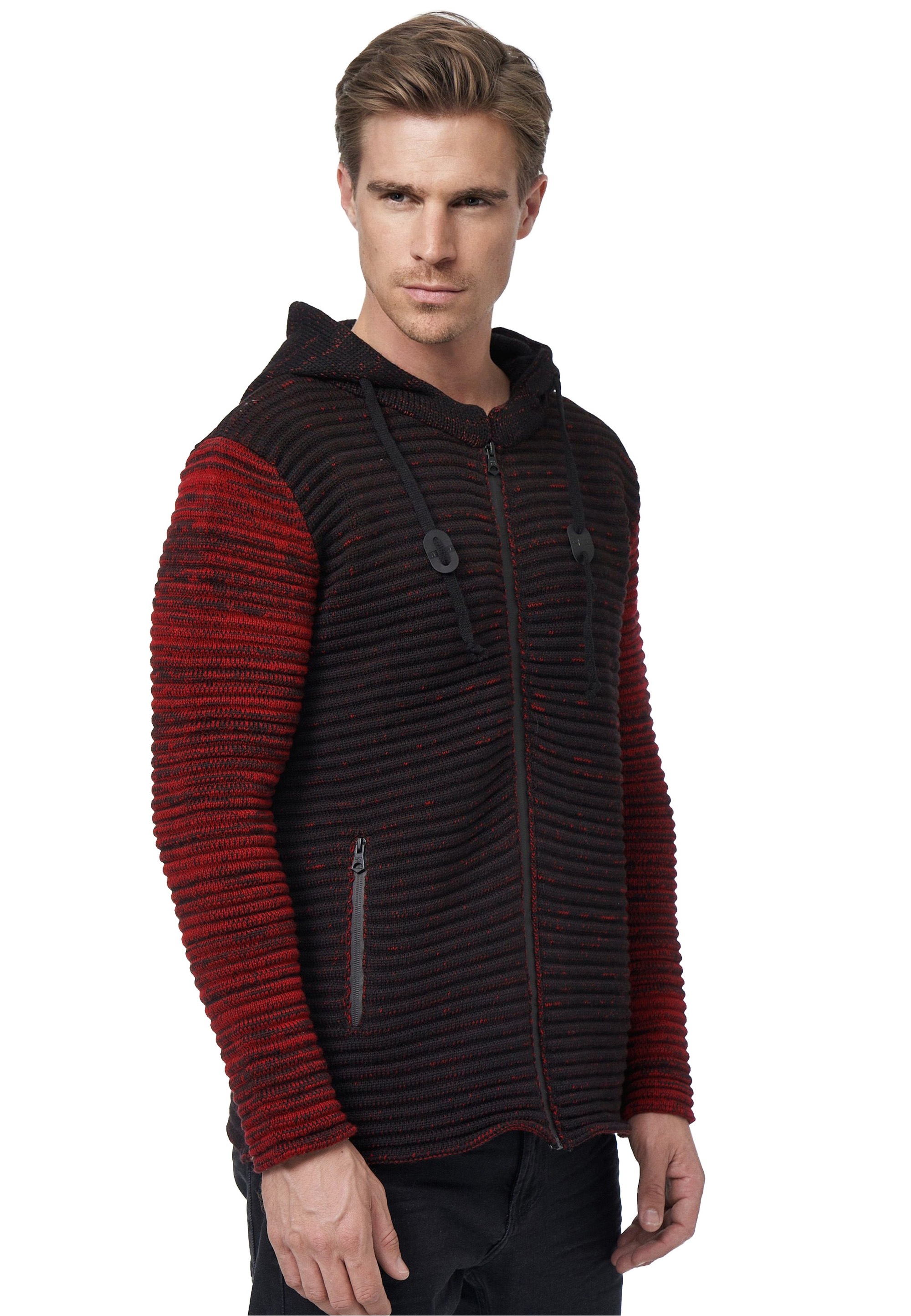 Rusty Neal Strickjacke, mit kuscheliger Kapuze