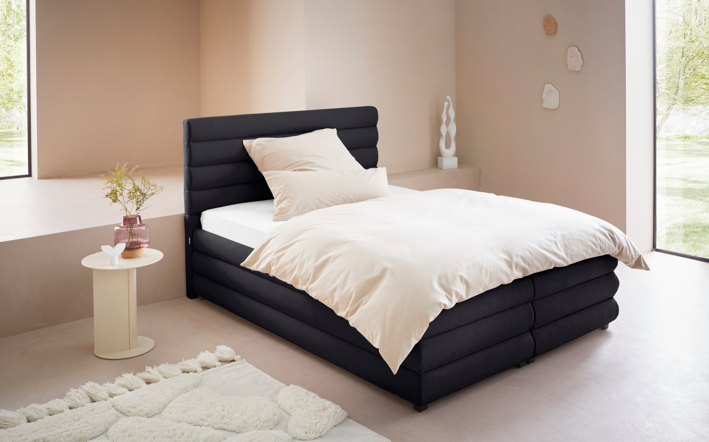 Polsterbett "Maylis", grau (anthrazit), B:152cm L:211cm, 100% Polyester, LEGER HOME BY LENA GERCKE, Betten, Polsterbett ohne Bettkasten Polsterbett, wahlweise mit und ohne Matratze und Lattenrost, auch in 200cm Breite 4
