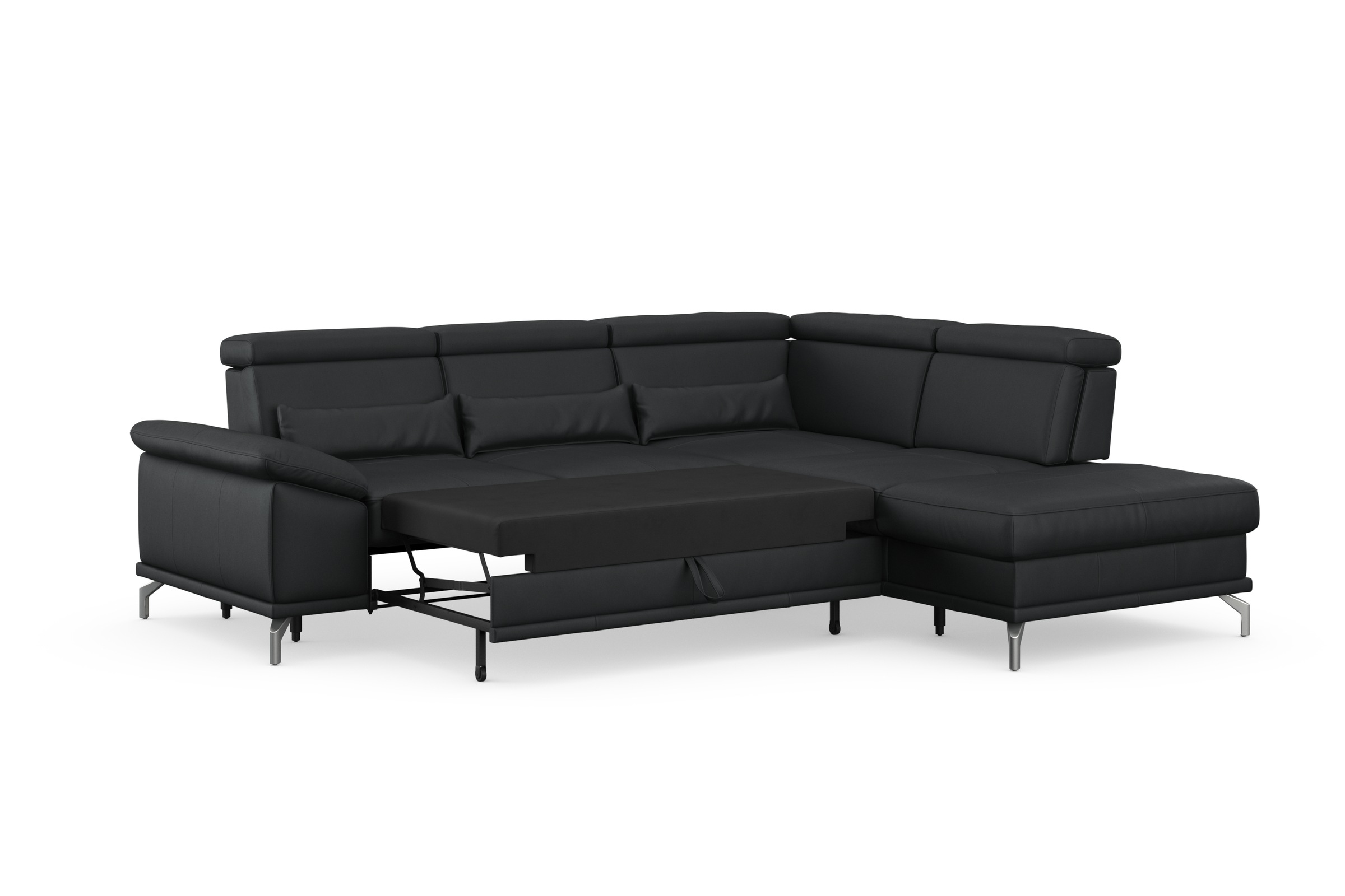 sit&more Ecksofa »Cabrio L-Form, mit Sitztiefenverstellung, Arm- und Kopfteilverstellung«, 3 Nierenkissen, Federkern, optional Bettfunktion und Stauraum