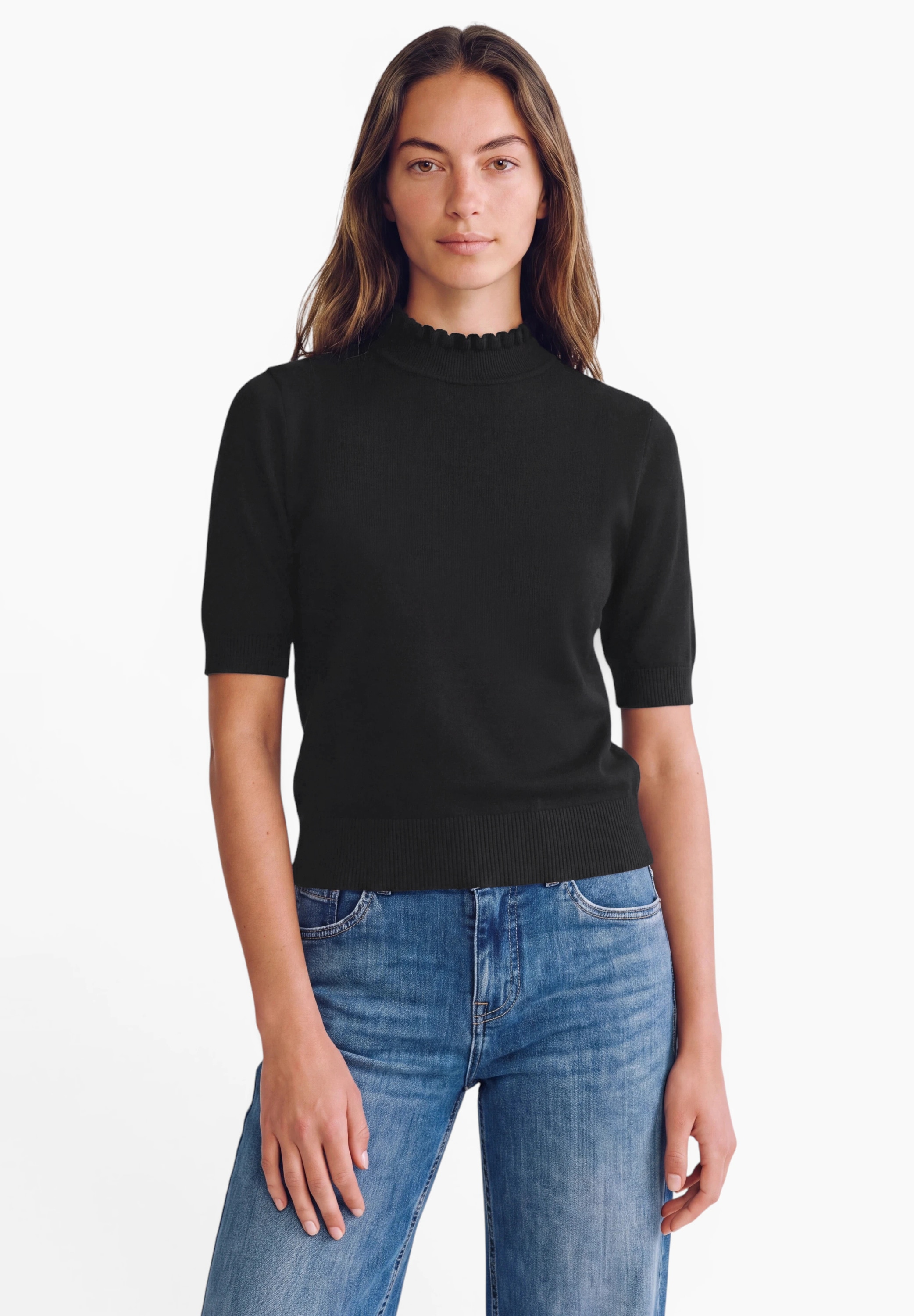 STREET ONE STUDIO Kurzarmpullover im soften Baumwoll-Mix