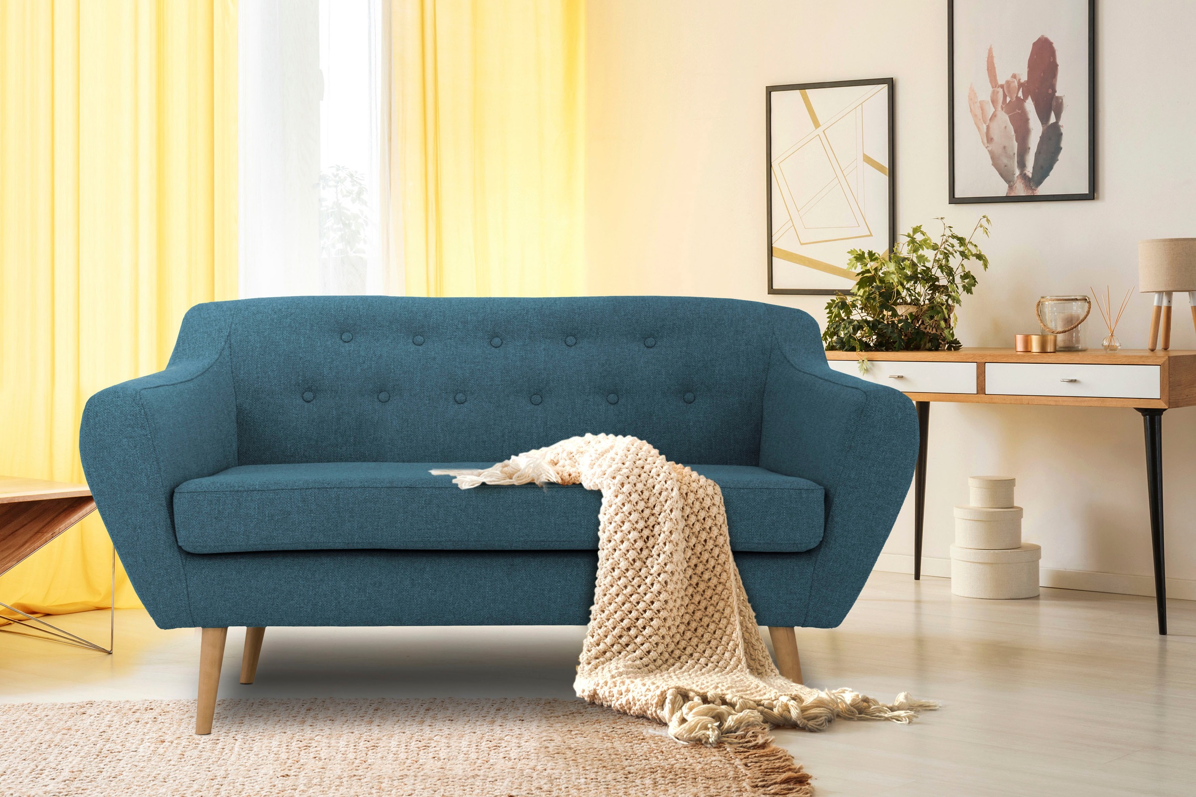 Home affaire 2-Sitzer "Renne" mit Heftung im Rücken im skandinavischem Stil günstig online kaufen