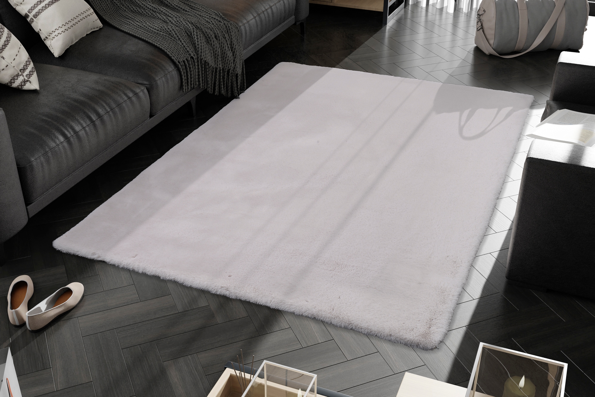OCI DIE TEPPICHMARKE Hochflor-Teppich "ROCKY SOFT, Fell Haptik" rechteckig 35 mm Höhe Kunstfell, weich, kuschelig, maschinell gewebt, Kaninchen Haptik