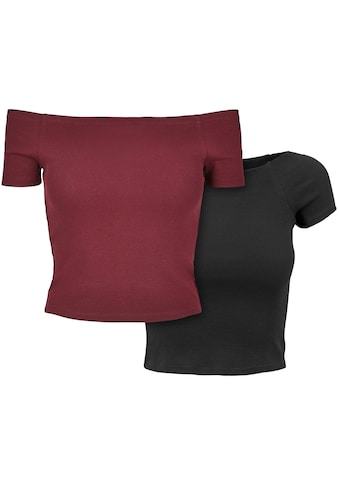 T-Shirt »Urban Classics Damen Ladies Off Shoulder Rib Tee 2-Pack«, (1 tlg.)