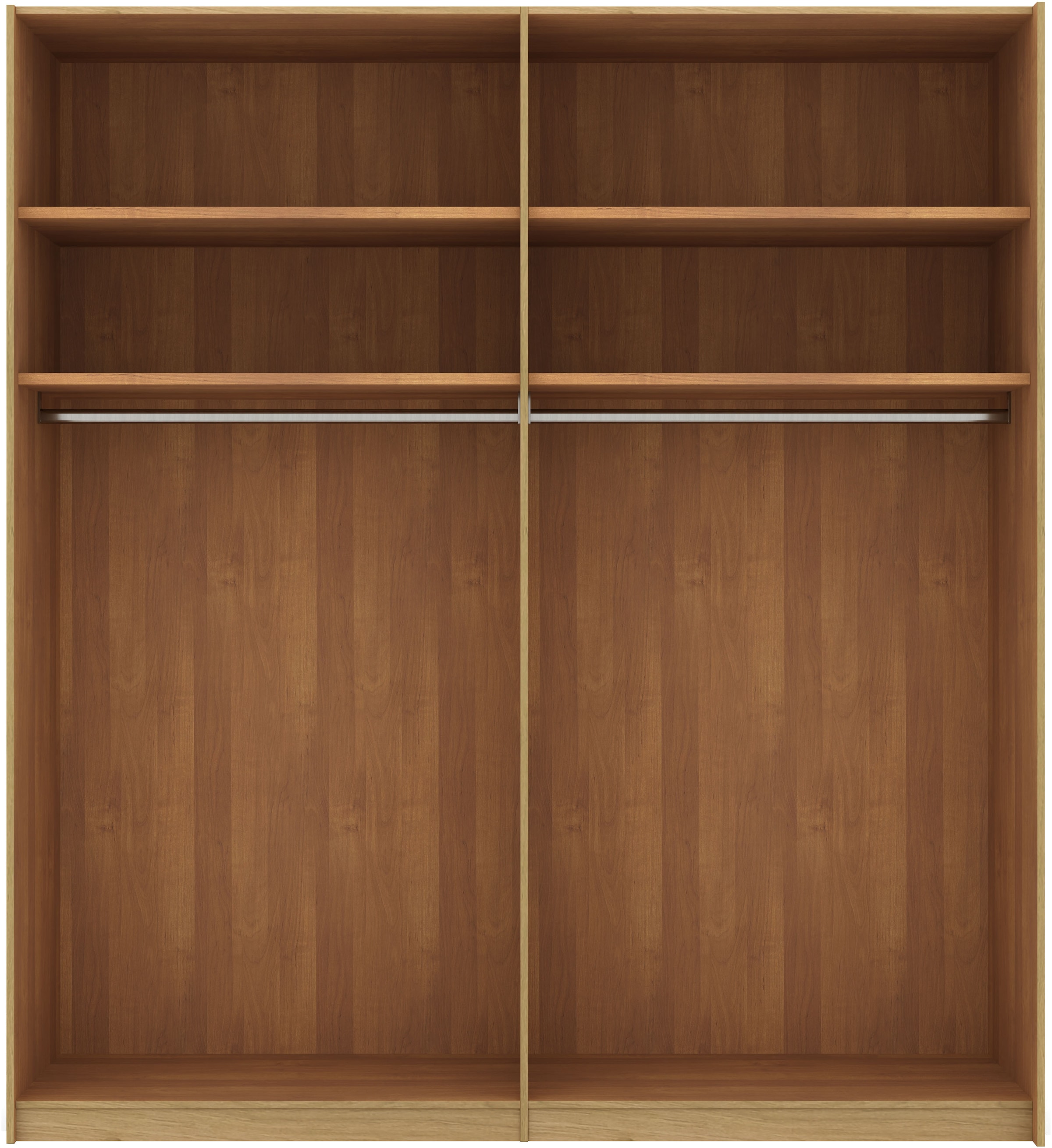 Musterring Schwebetürenschrank »Savona, Kleiderschrank, Schrank, Garderobe, mit Schiebetüren«, (Teilmassiv Bianco-Eiche, mit Spiegel oder Glas, MADE IN GERMANY), Türen Bianco-Eiche massiv, Spiegel-/Glastüren, eingelegte Chromleiste