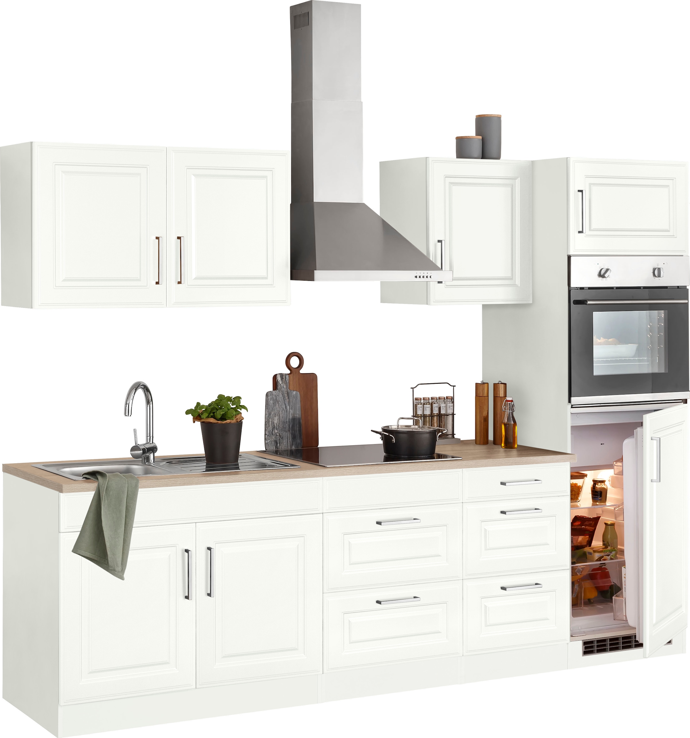 KOCHSTATION Küchenzeile »KS-Stockholm« mit E-Geräten, Breite 270 cm, wahlweise mit Induktionskochfeld