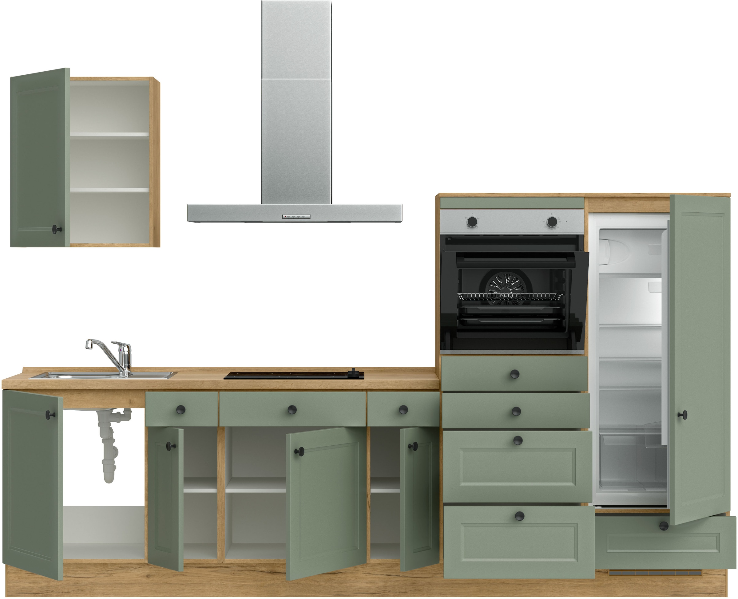 nobilia® Küchenzeile »"Cascada II"«, vormontiert, Breite 300 cm, Ausrichtung wählbar, wahlw. mit E-Geräten