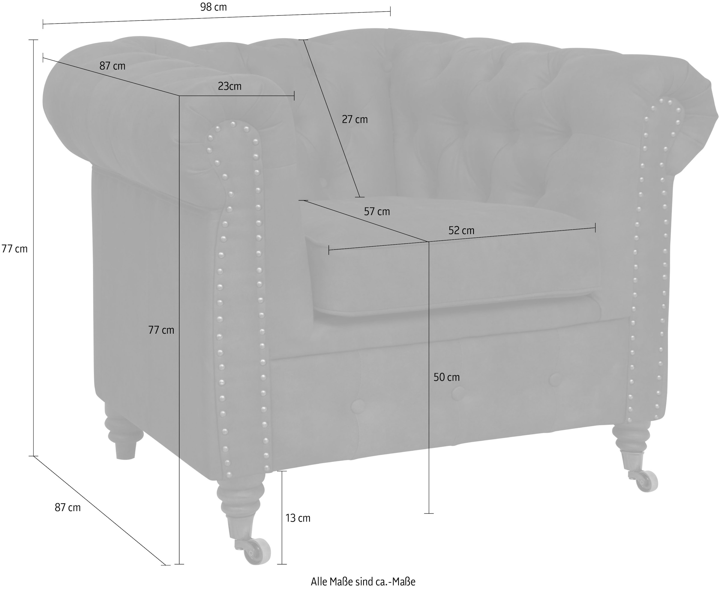 Home affaire Chesterfield-Sessel »Aarburg Sessel«, aufwändige Knopfheftung und Ziernägel im Chesterfield-Design