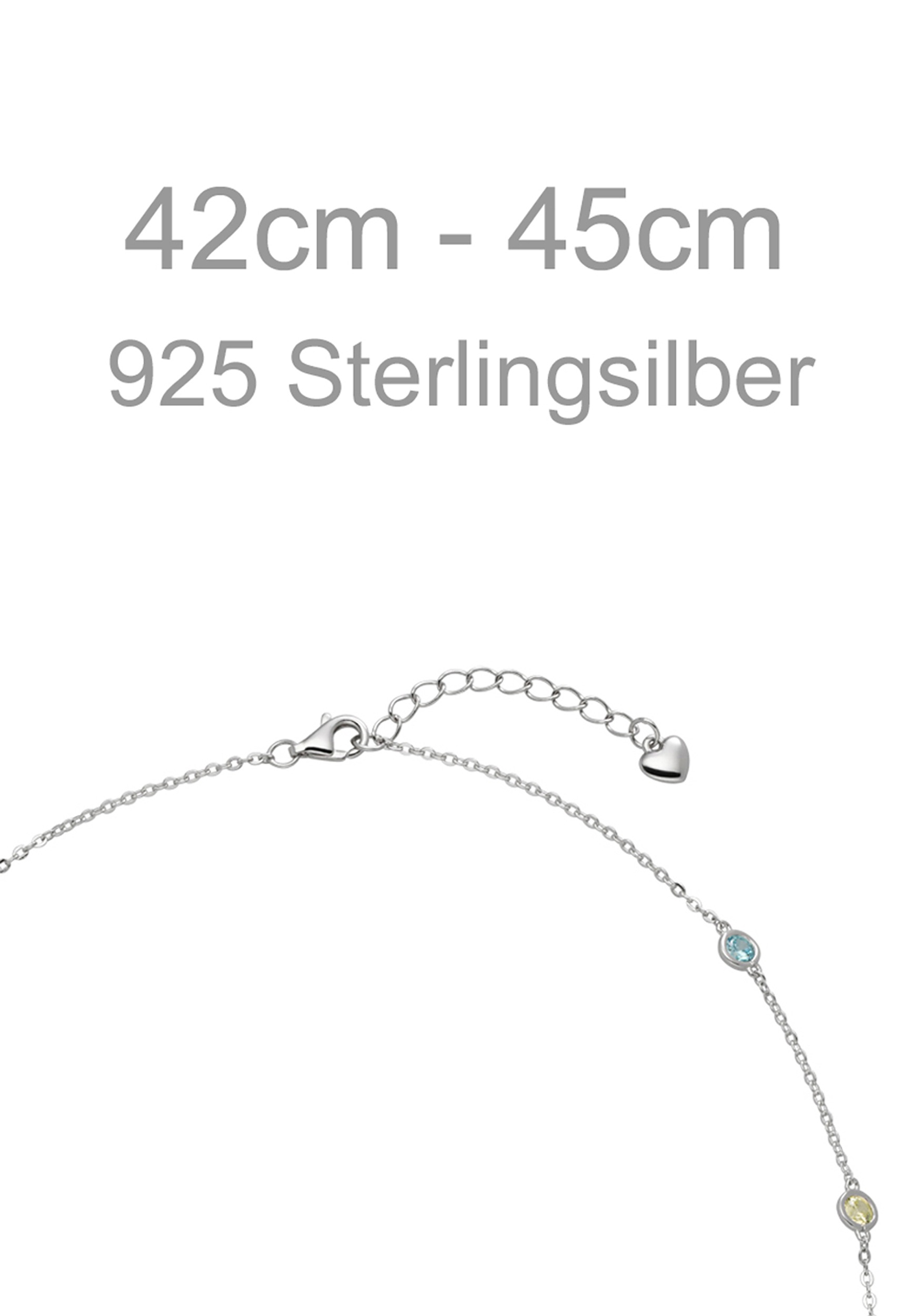 JOBO Kette ohne Anhänger »Halskette Silberkette 45 cm« 925 Silber mit 12 bunten Zirkonia