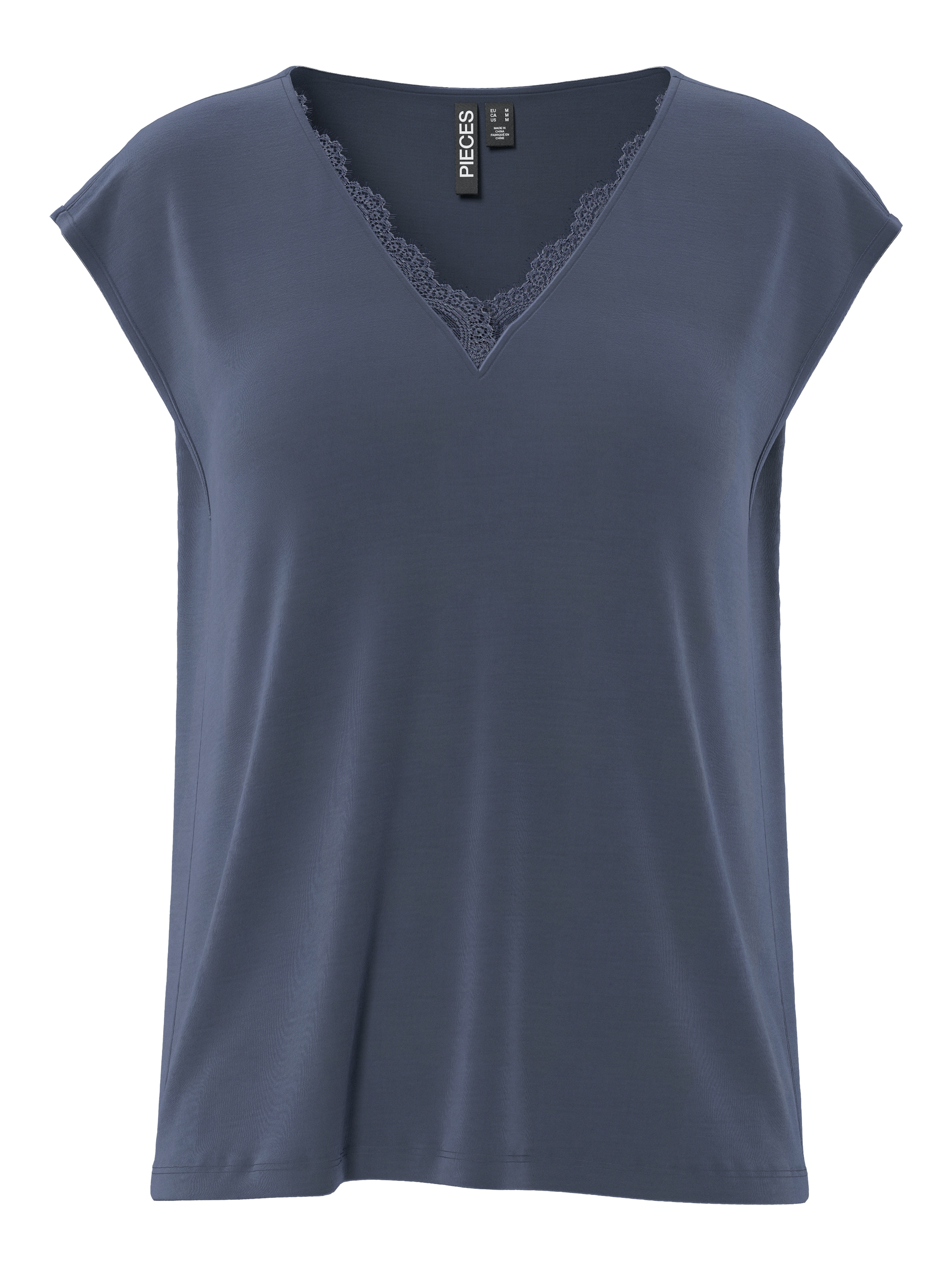 pieces Kurzarmshirt "PCKAMALA LACE V-NECK TEE JRS NOOS BC" günstig online kaufen