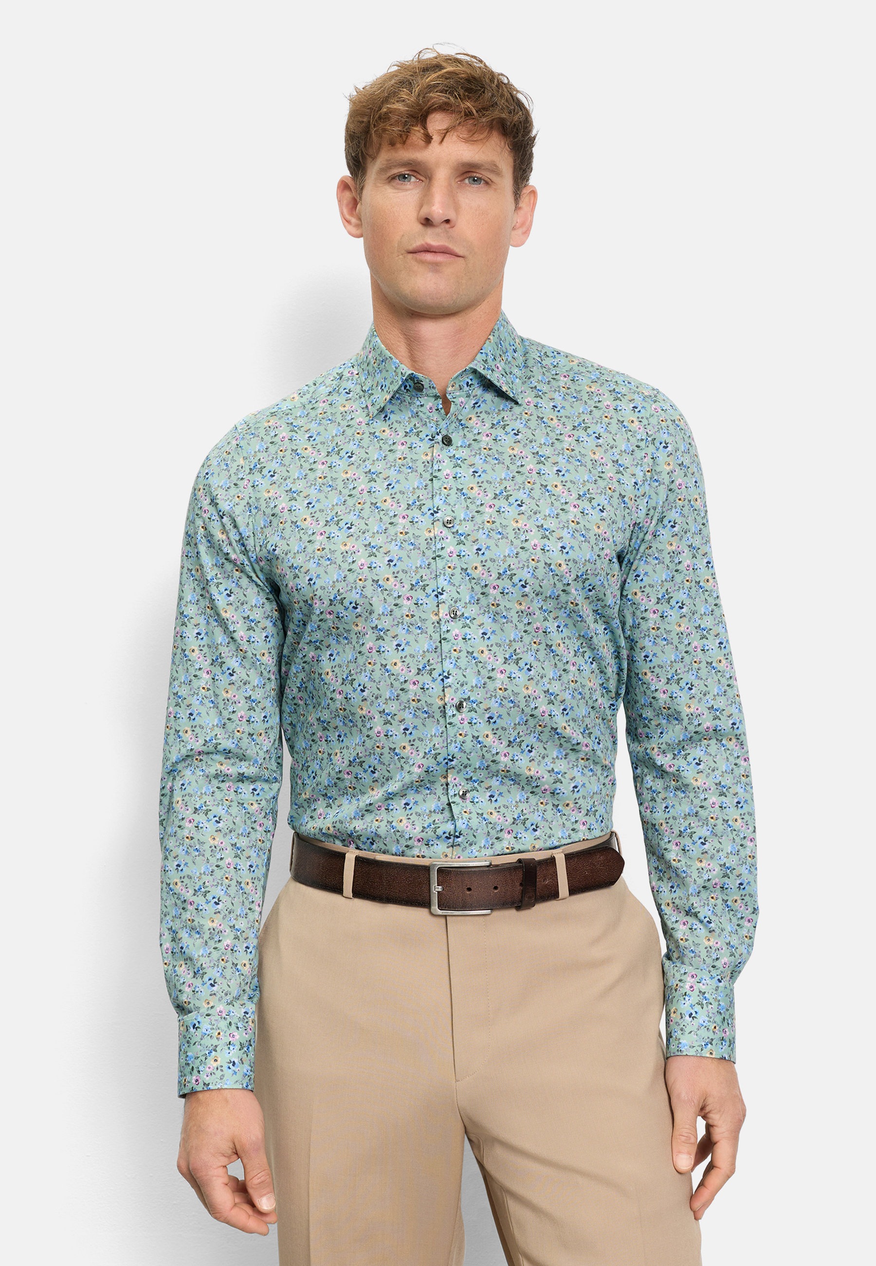 OLYMP Level Five Body Fit Shirt Light Green 44 4