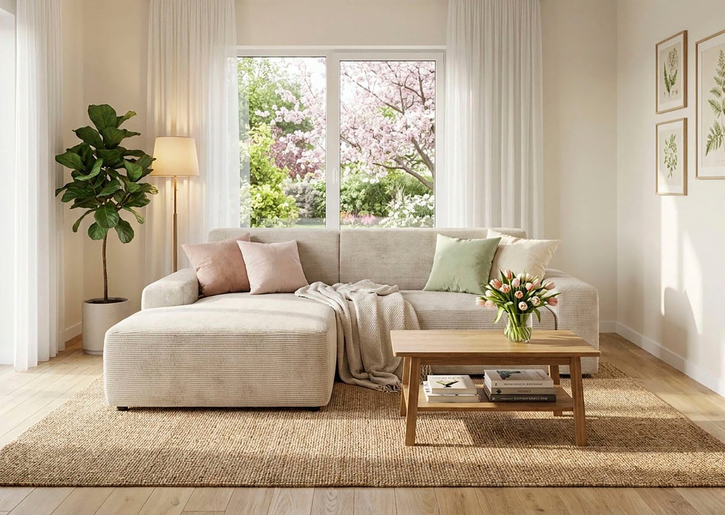 TRENDMANUFAKTUR Ecksofa "Wien, wahlweise mit Sitzvorschub und Bettkasten, Breite 246 cm" L-Form, in trendigem Cordstoff