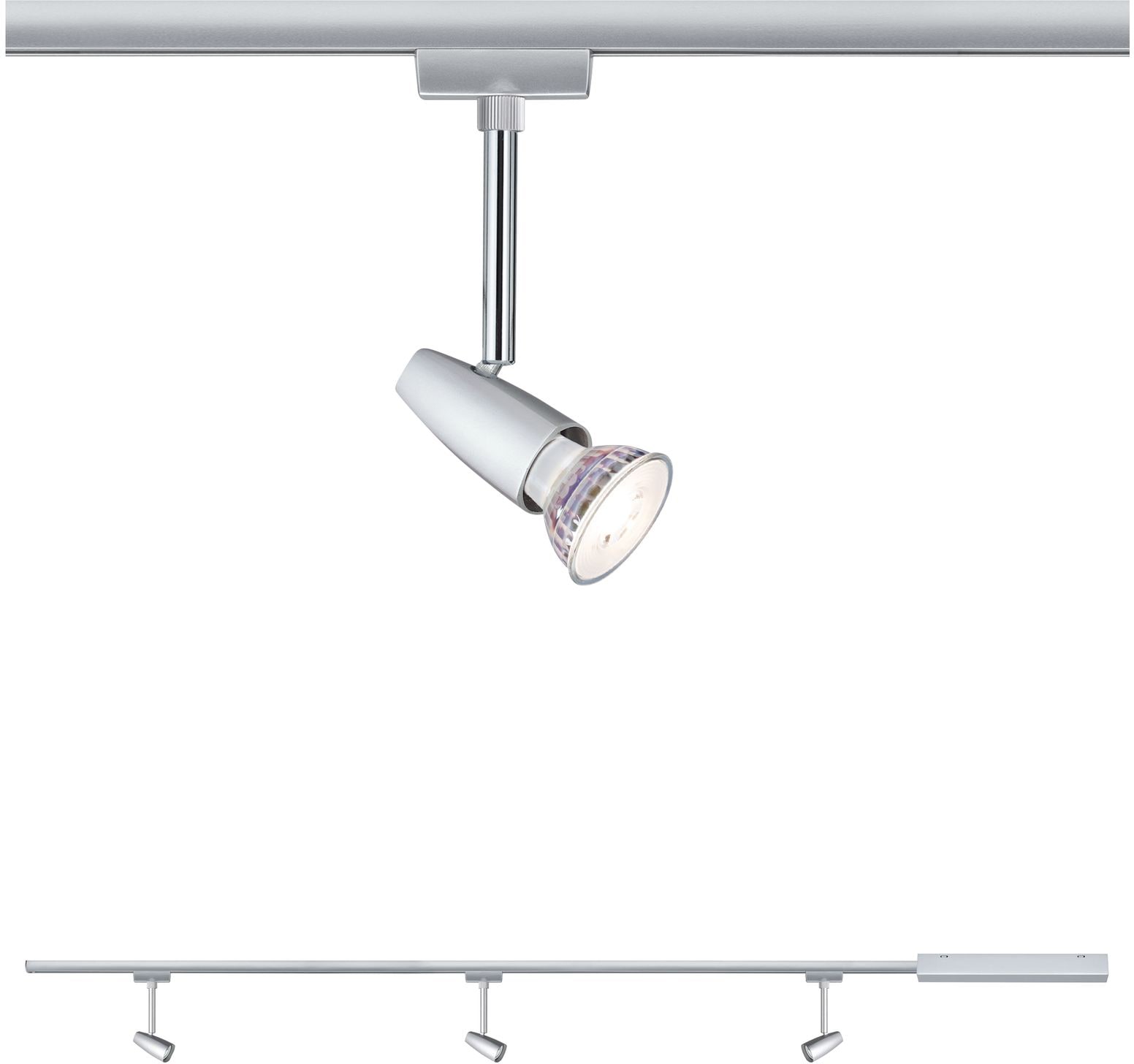 PAULMANN Schienensystem-Leuchten "URail Set Barelli max 3x10W GU10 Chrom matt/Chrom", L:120cm, silber, Stromschienensysteme, GU10