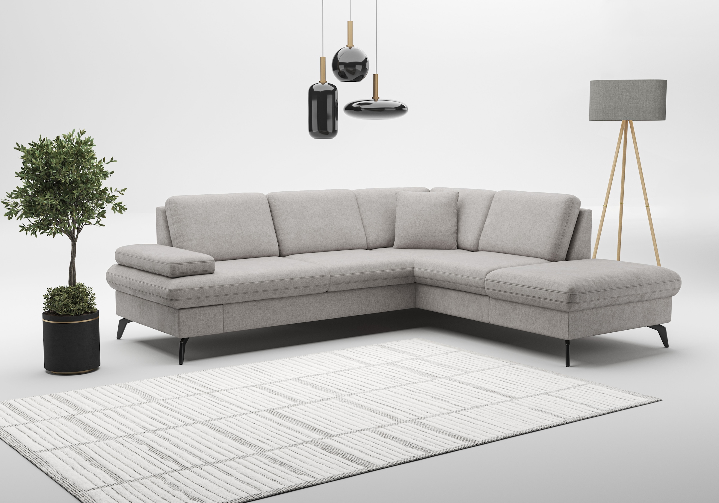 sit&more Ecksofa »Morris Jubi L-Form«, inkl. Armteilfunktion und 1 Zierkissen, wahlweise mit Bettfunktion