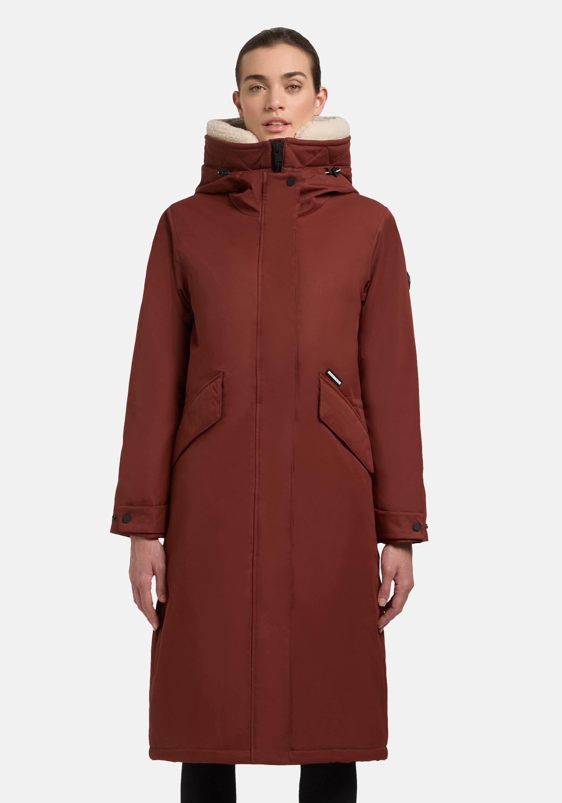 khujo Wintermantel "Agneta-YM", Langer Damen Mantel mit weichem Teddyfleece günstig online kaufen